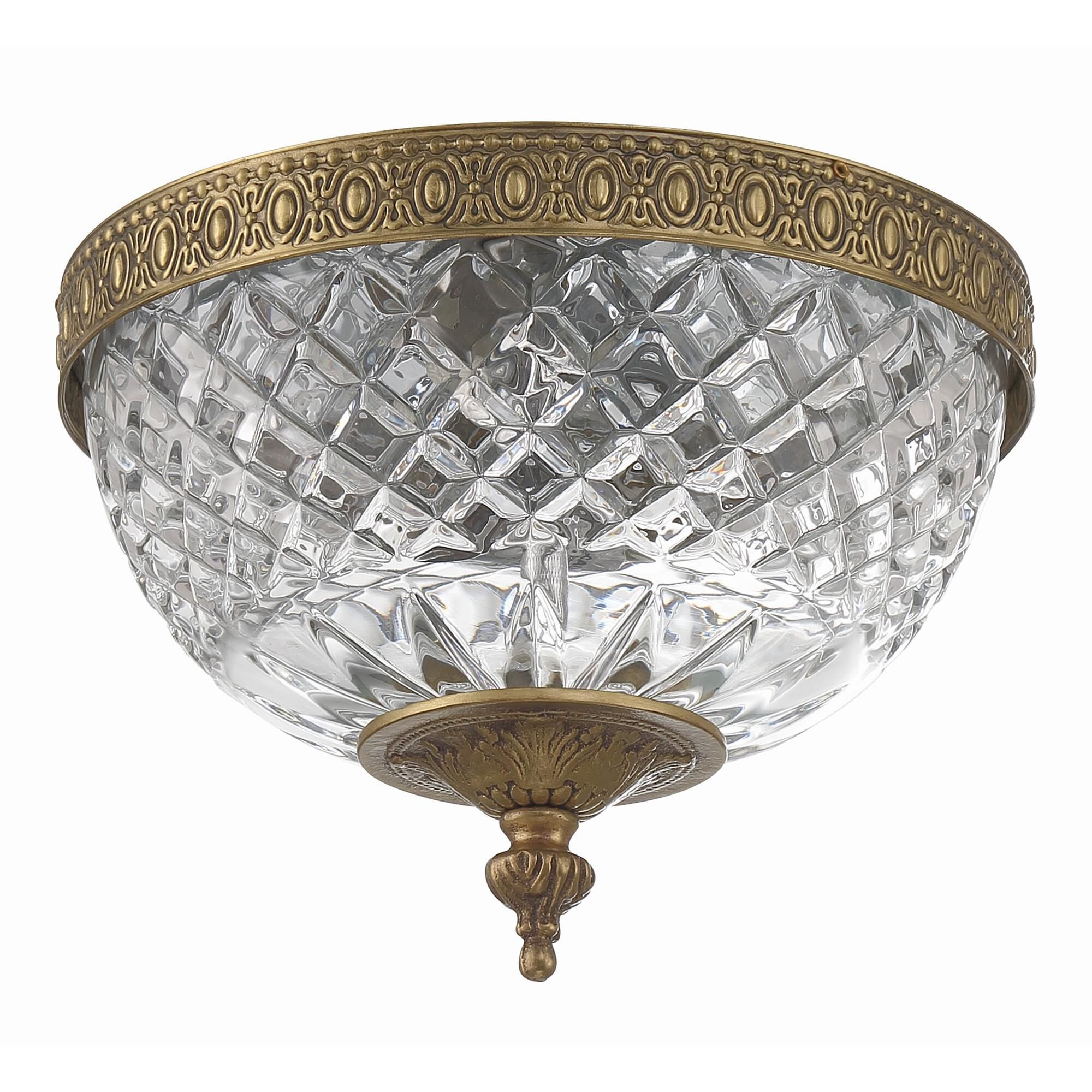 Shown in Olde Brass finish and Lead Crystal glass and Lead Crystal shade