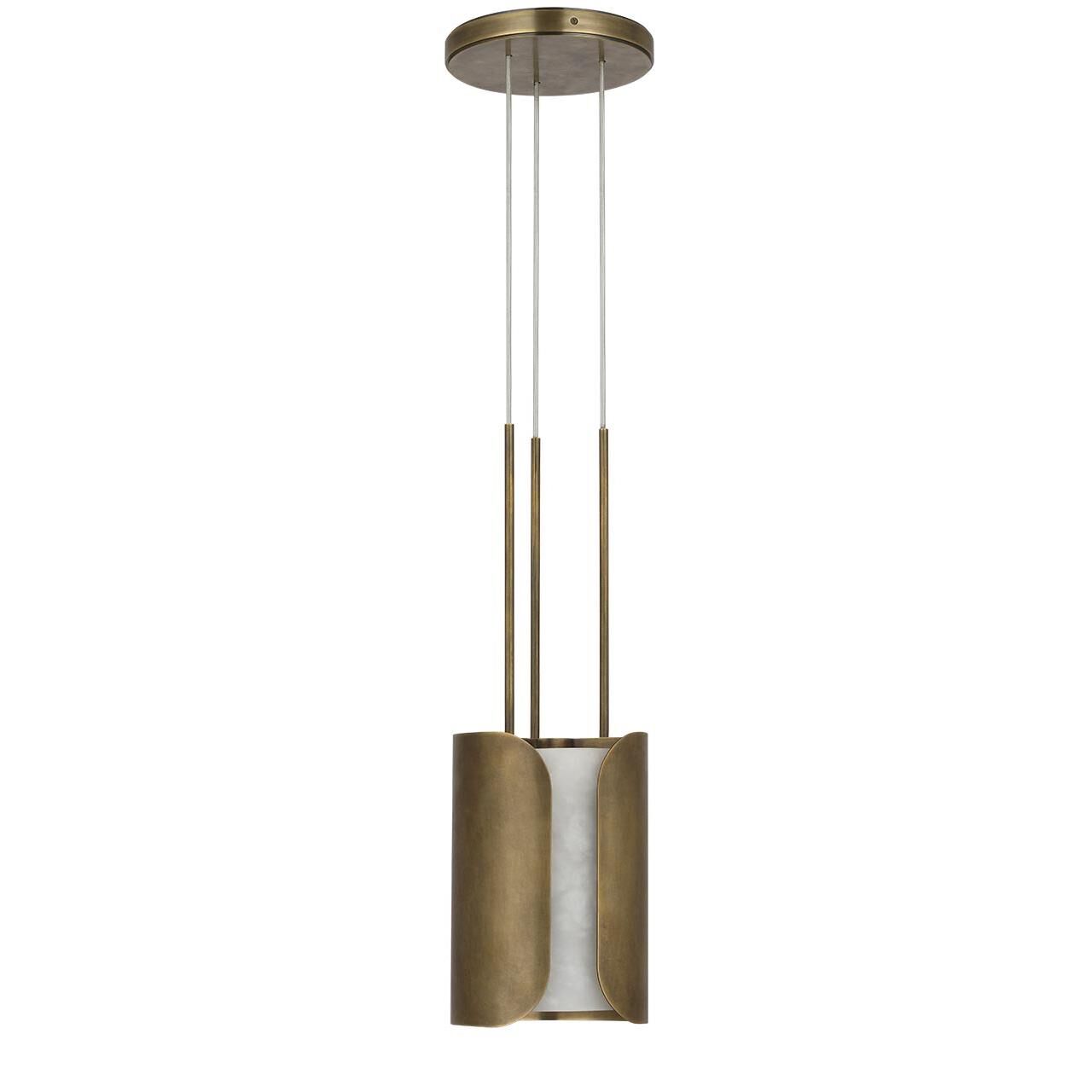 Shown in Mottled Brass finish and Alabaster shade