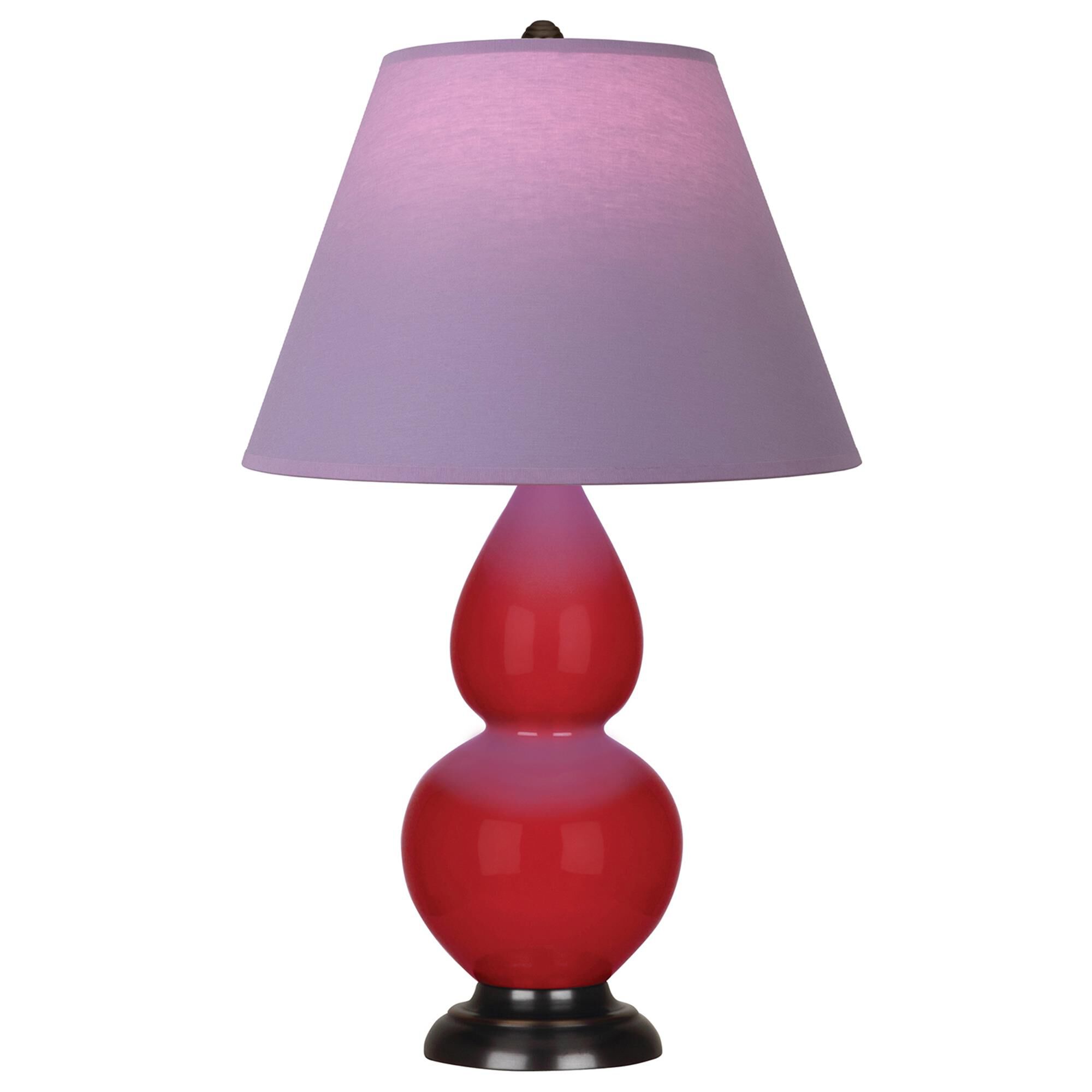 Shown in Ruby Red finish and Lavender and Plum shade and Deep Patina Bronze accent