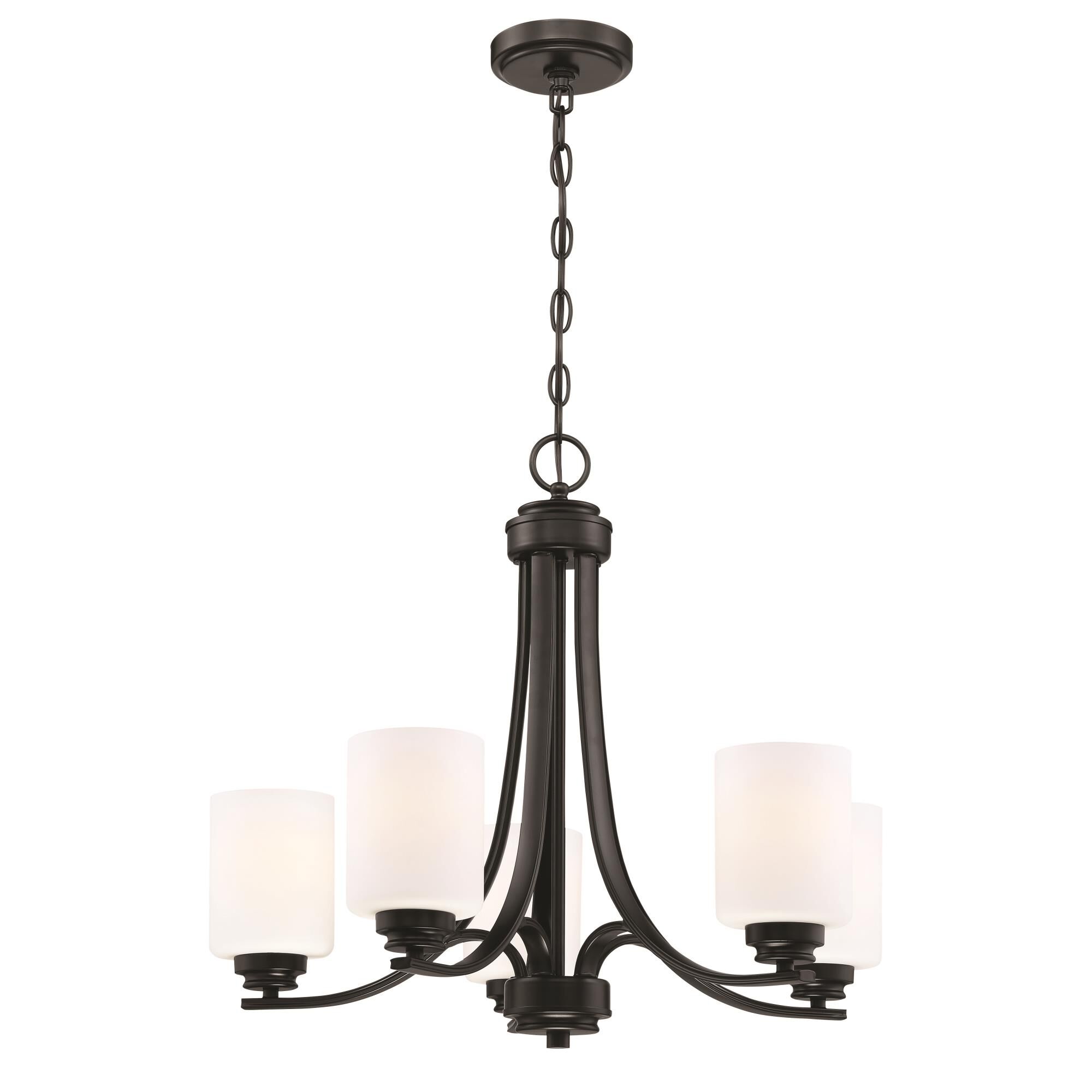 Shown in Flat Black finish and White Frosted glass and Glass shade