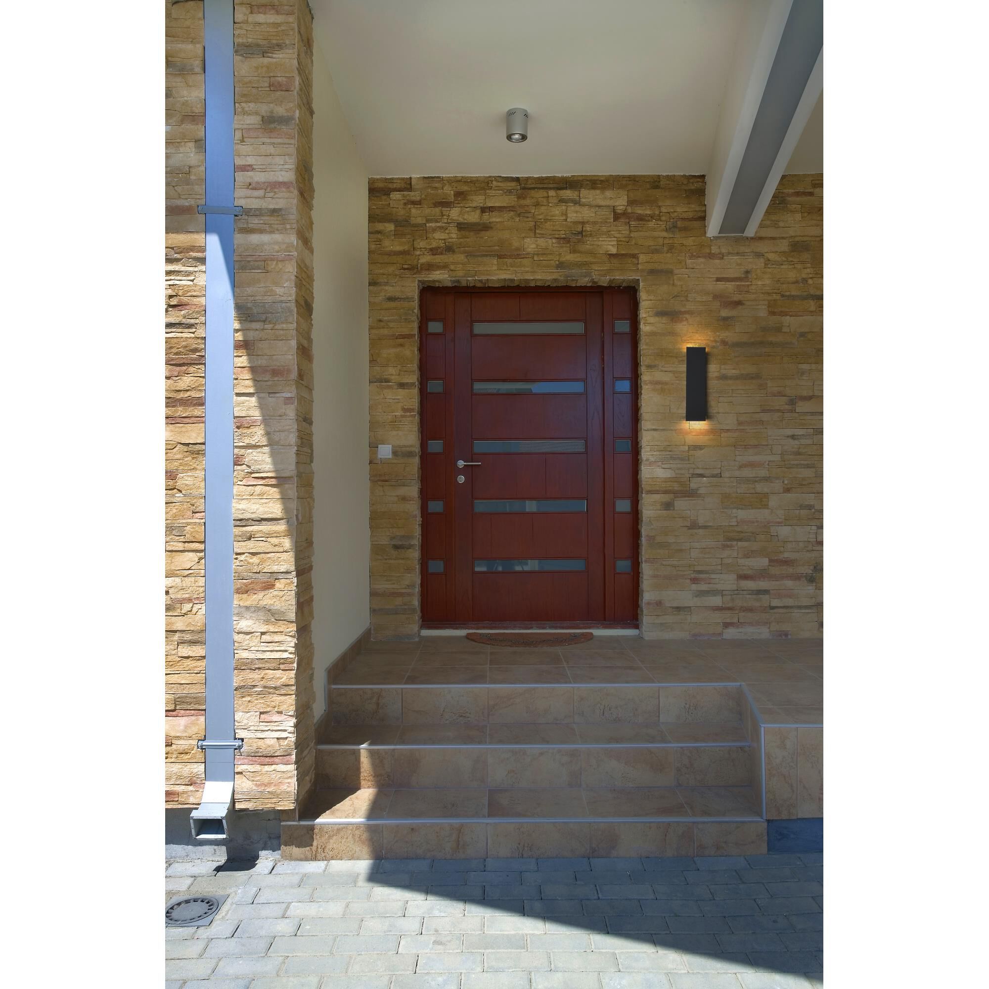 Shown in Black finish and Glass shade