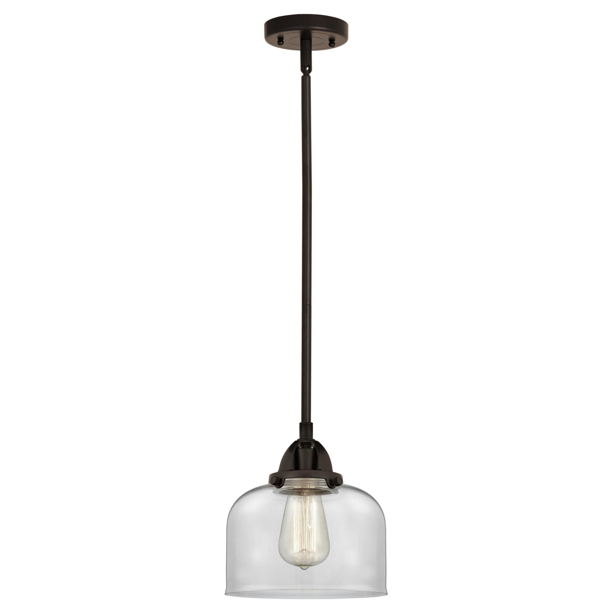 Shown in Oil Rubbed Bronze finish and Clear Large Bell glass and No Shade shade