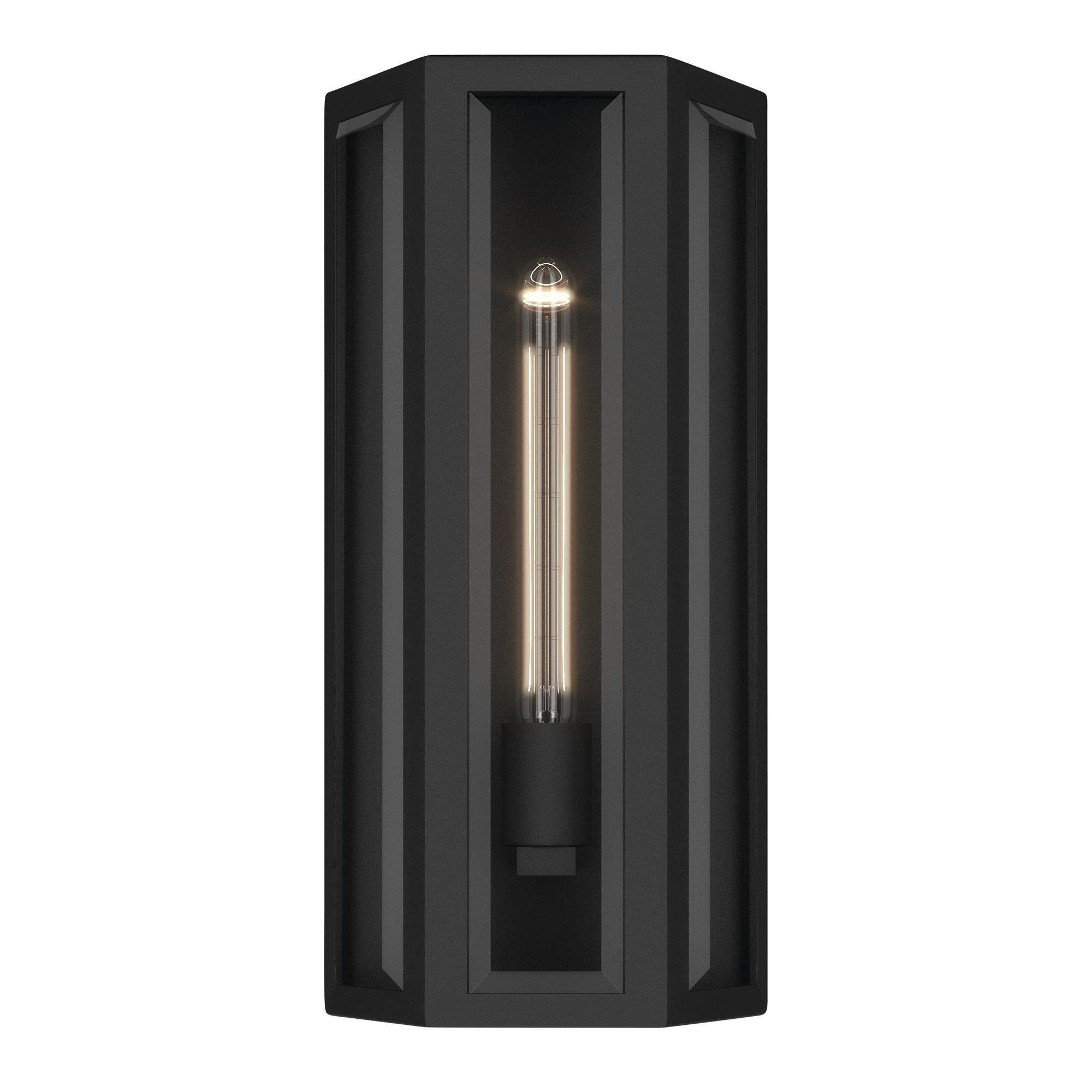 Shown in Textured Black finish and Clear Beveled glass