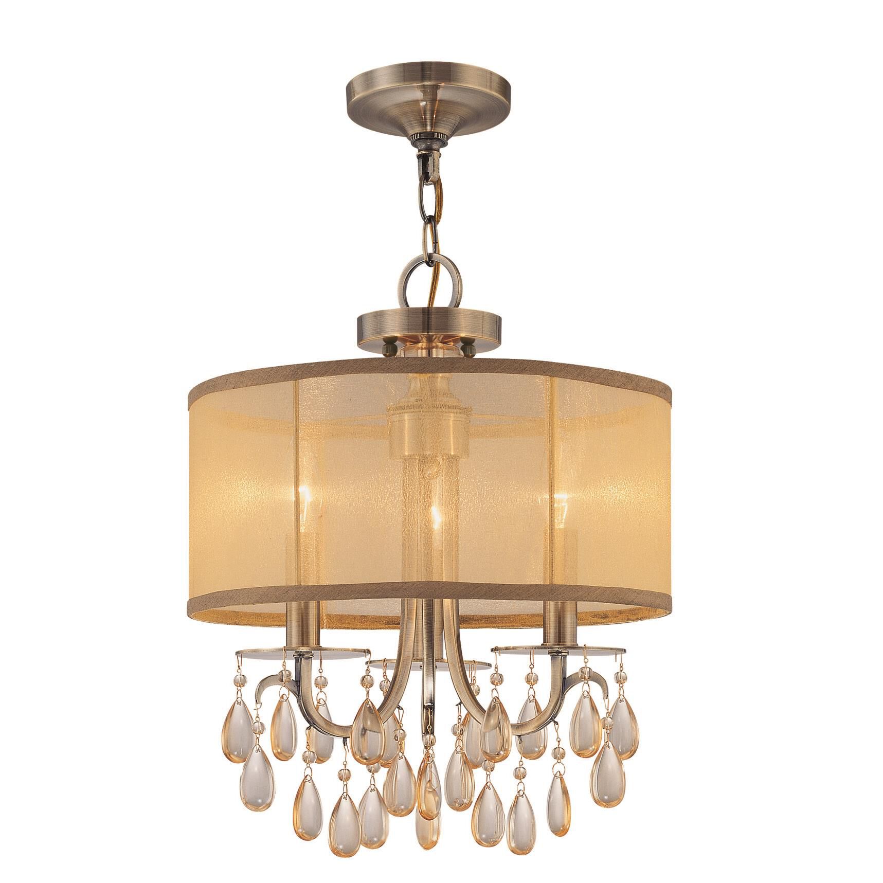 Hampton 14 Inch 3 Light Mini Chandelier by Crystorama