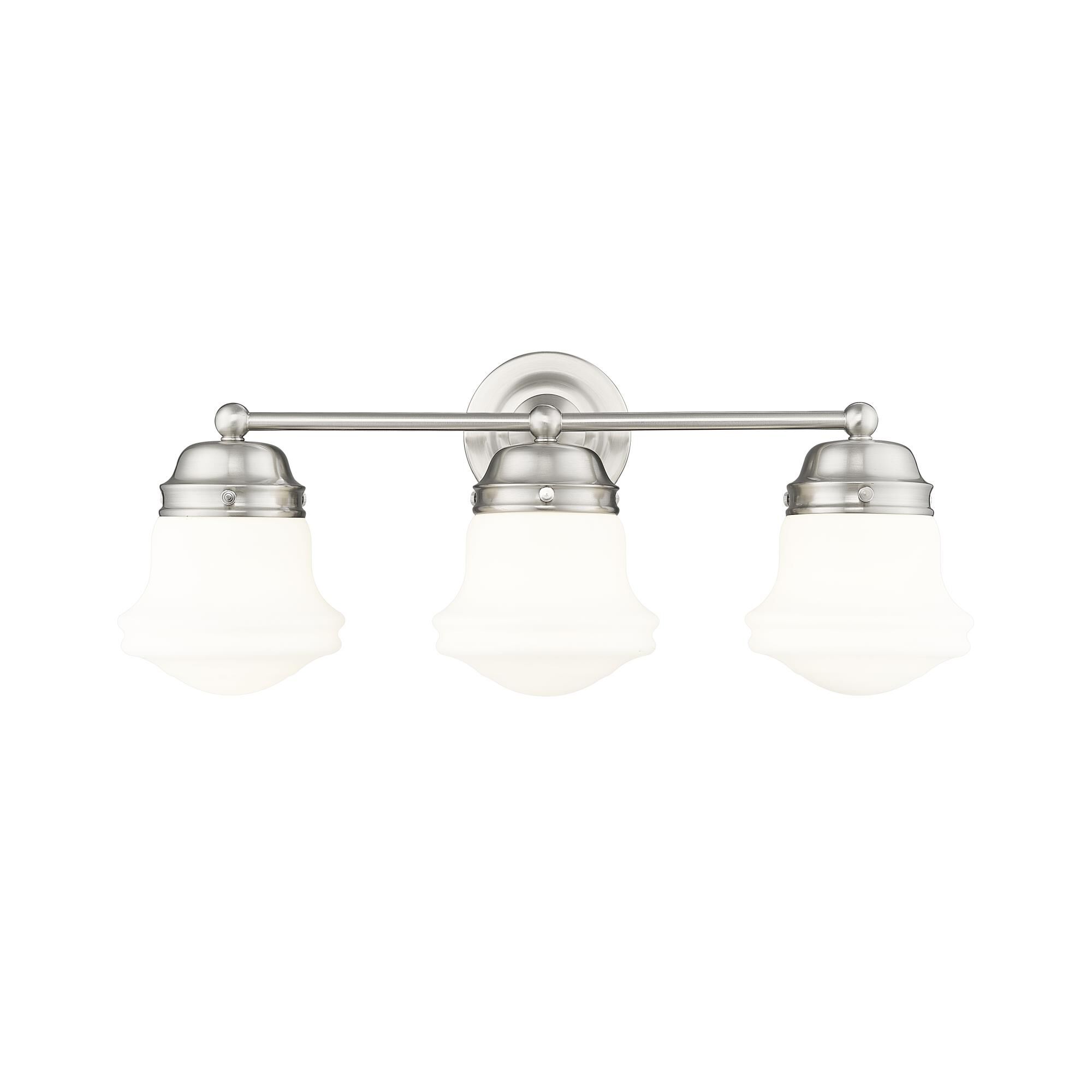 Shown in Brushed Nickel finish and Matte Opal glass and Matte Opal shade