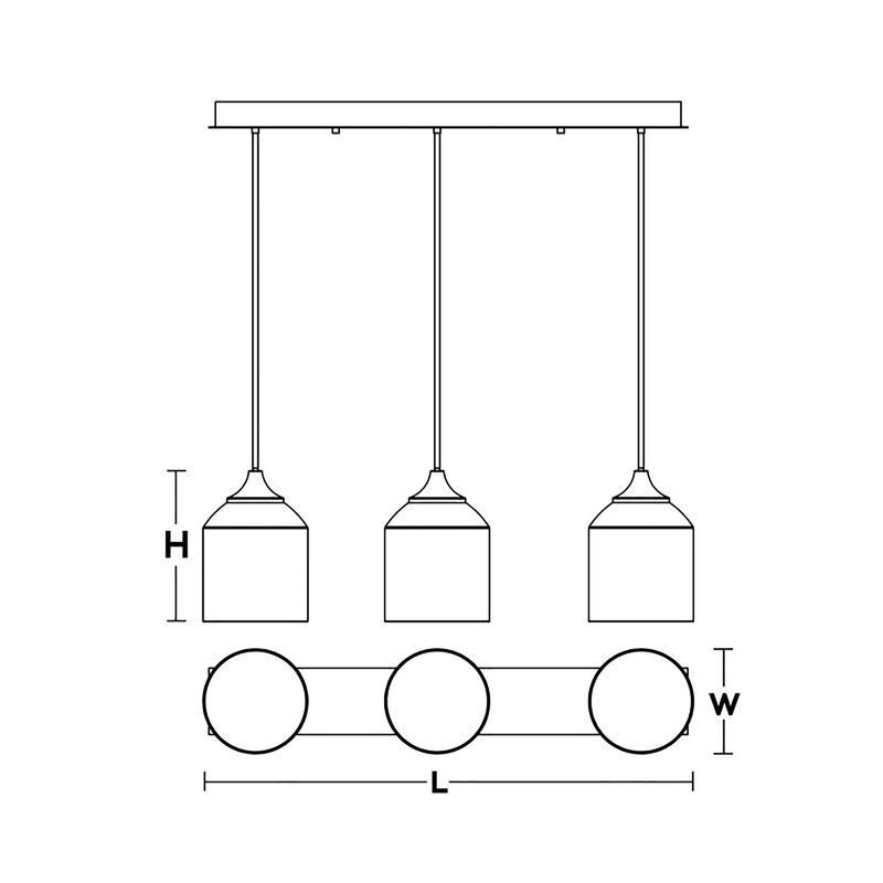 William 36 Inch 36 Inch 3 Light Dimmable 60 Watt Linear Suspension Lights by AFX Lighting