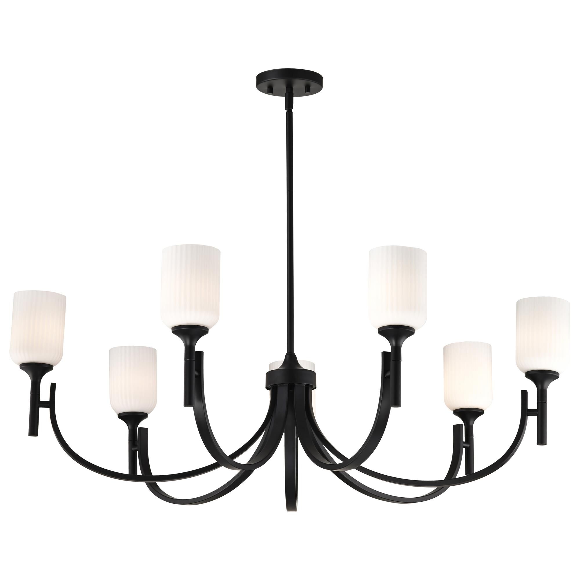 Shown in Matte Black finish and Frosted Ribbed glass
