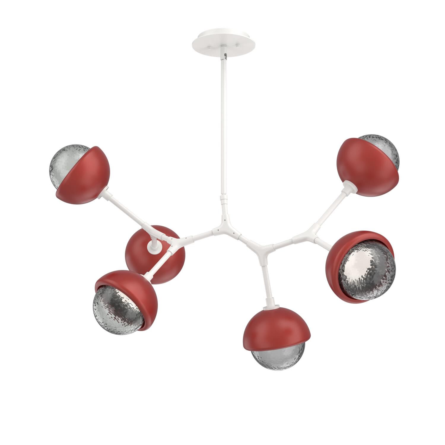 Shown in Salt White finish and Smoke glass and Cinnamon Red accent