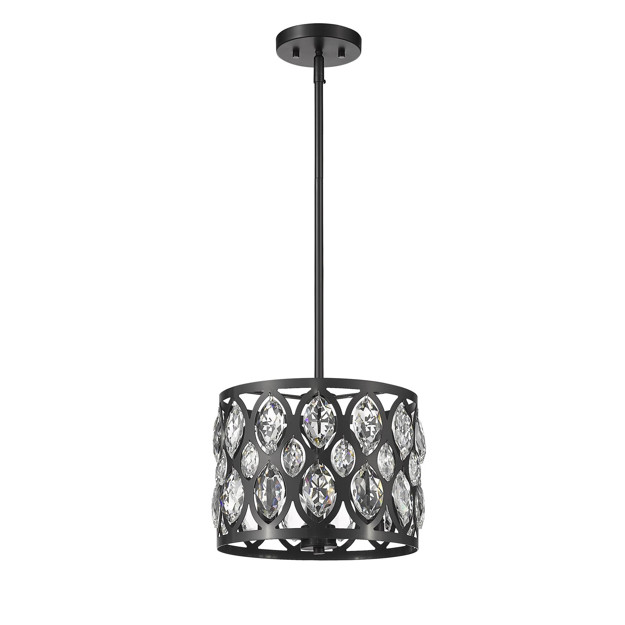 Shown in Matte Black finish and Steel + K9 Crystal glass and Steel + K9 Crystal shade