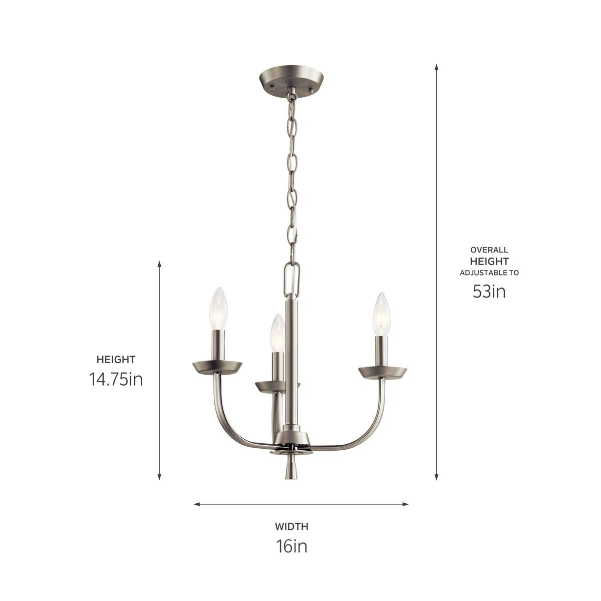 Kennewick 16 Inch 3 Light Mini Chandelier by Kichler Lighting