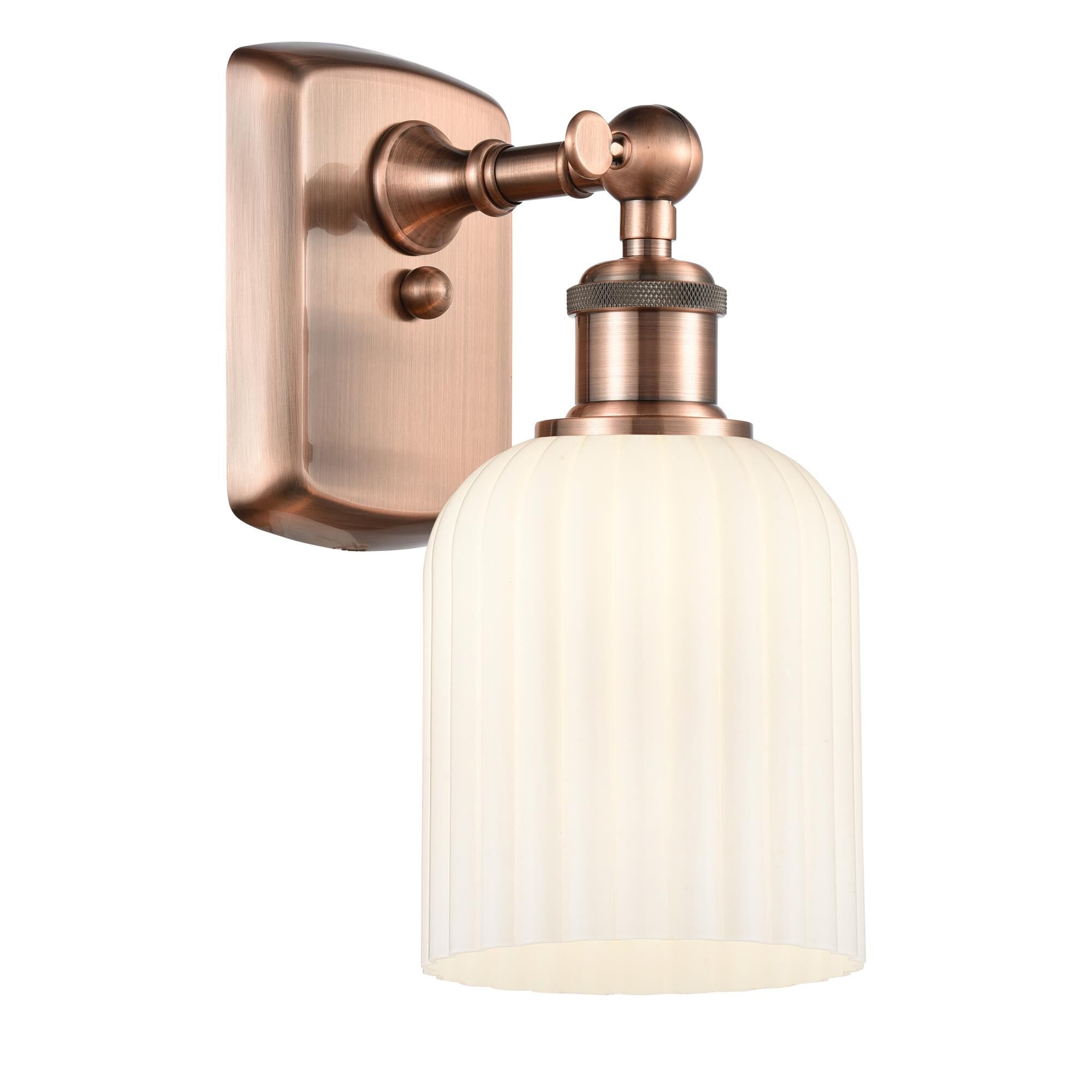 Shown in Antique Copper finish and Gloss White shade