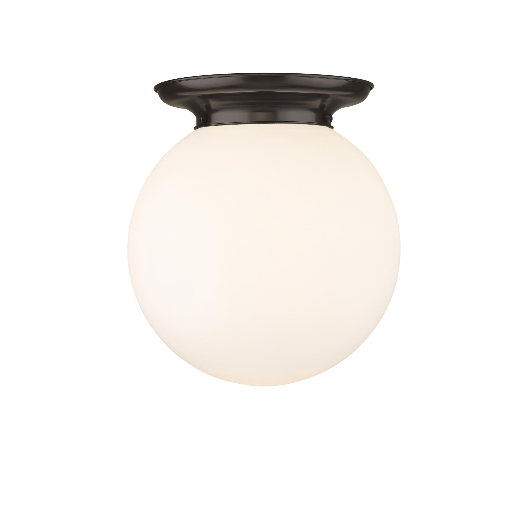 Shown in Oiled Brass finish and Matte White glass