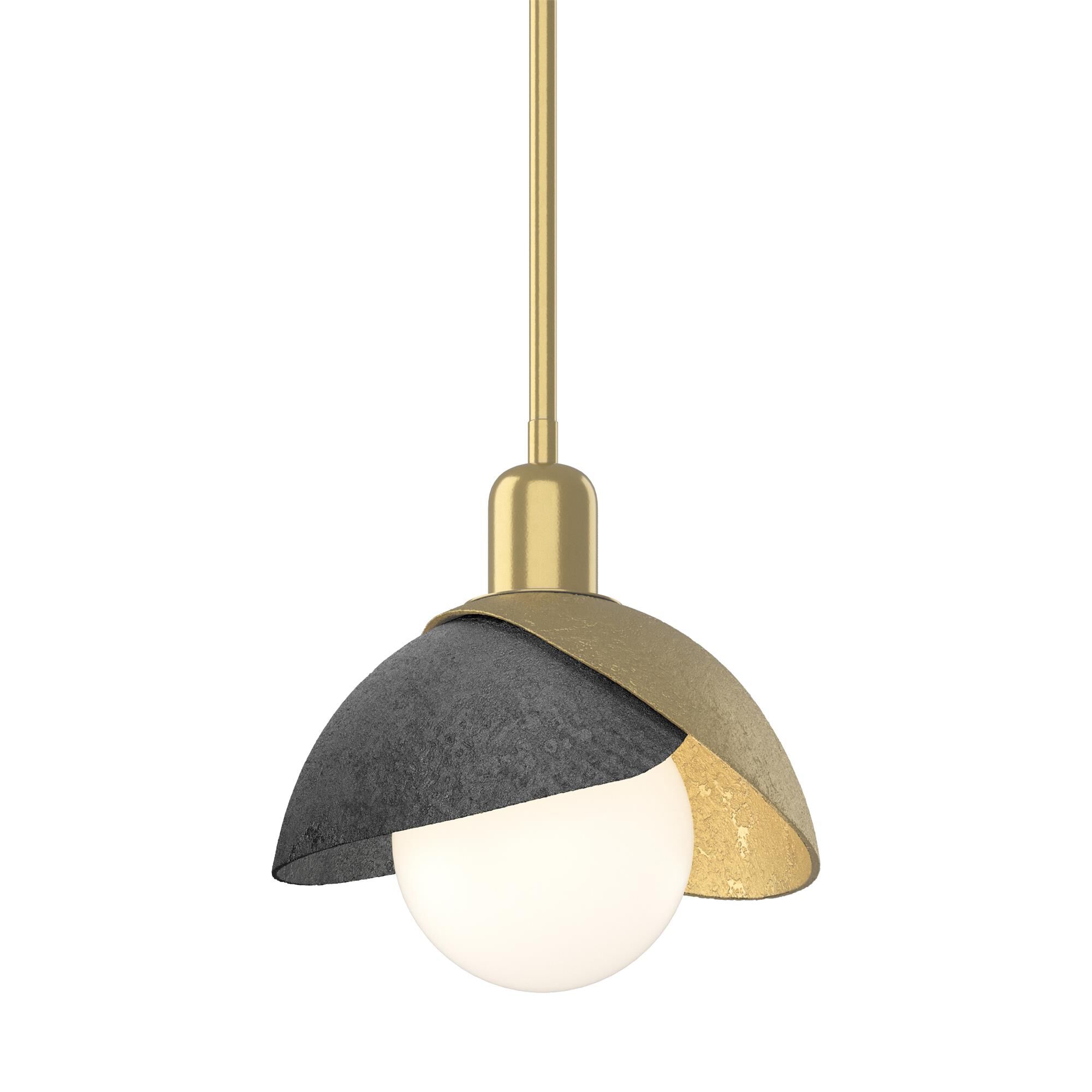 Shown in Modern Brass finish and White glass and White Glass shade