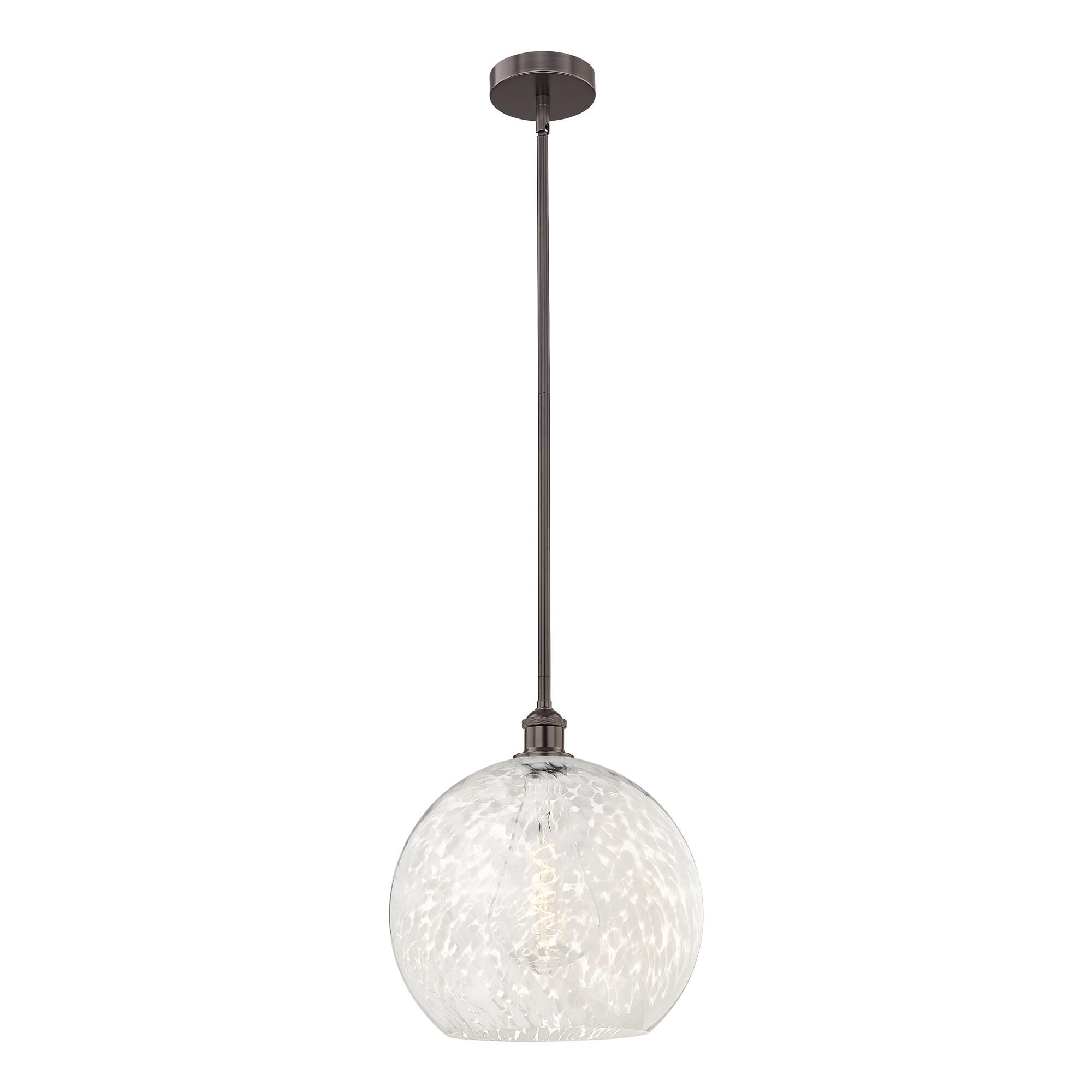 Shown in Oil Rubbed Bronze finish and White Mouchette glass