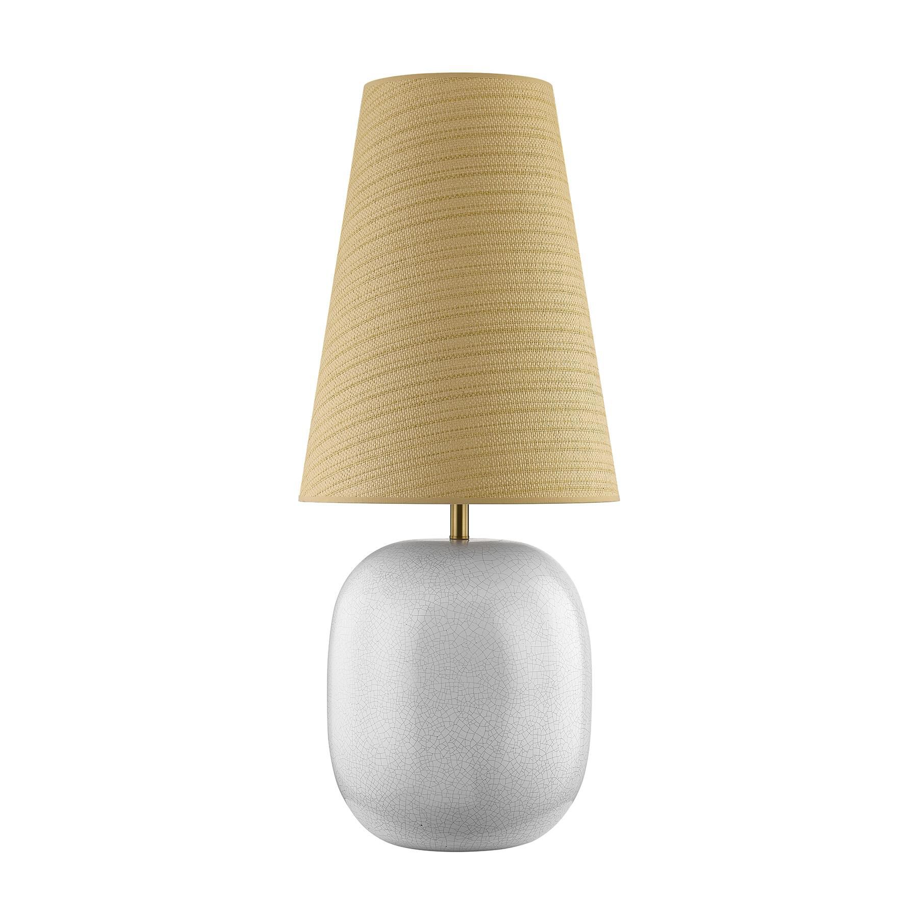 Shown in Warm Brass finish and Beige Parchment shade