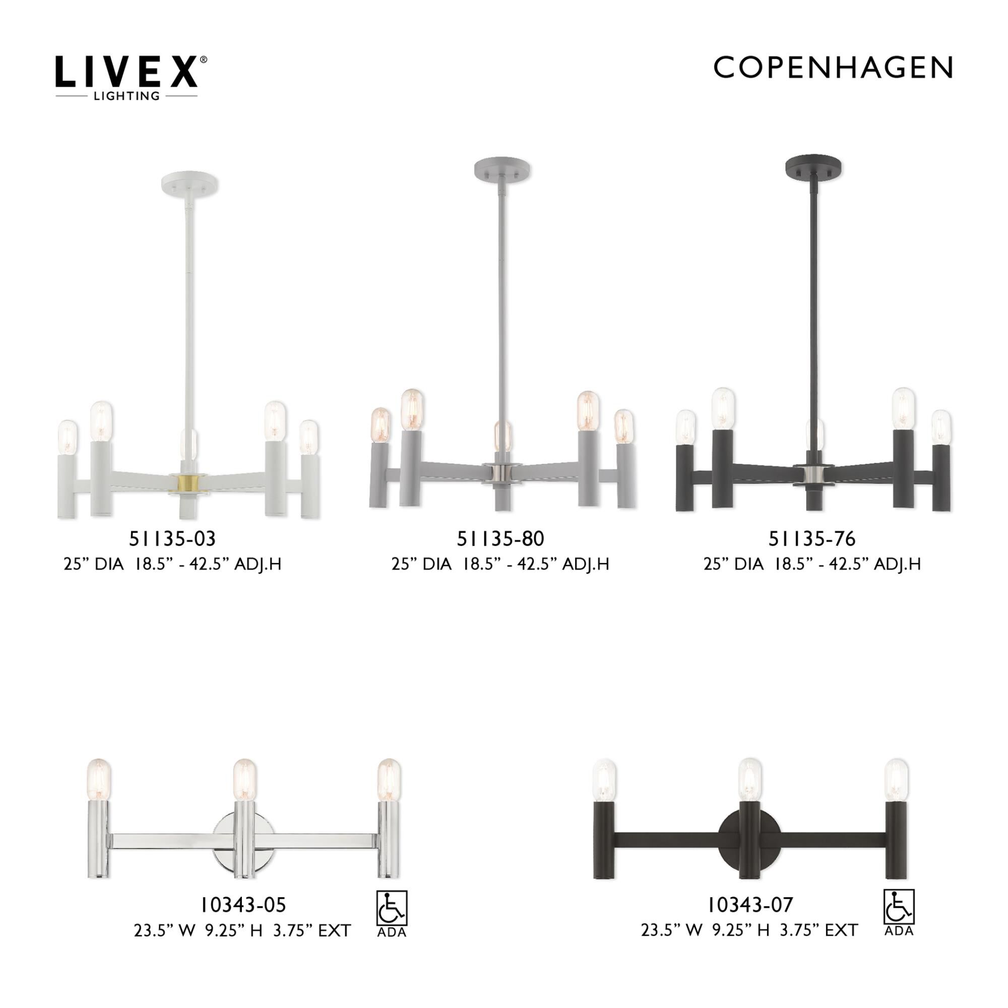 Copenhagen 5 Light Chandelier by Livex Lighting