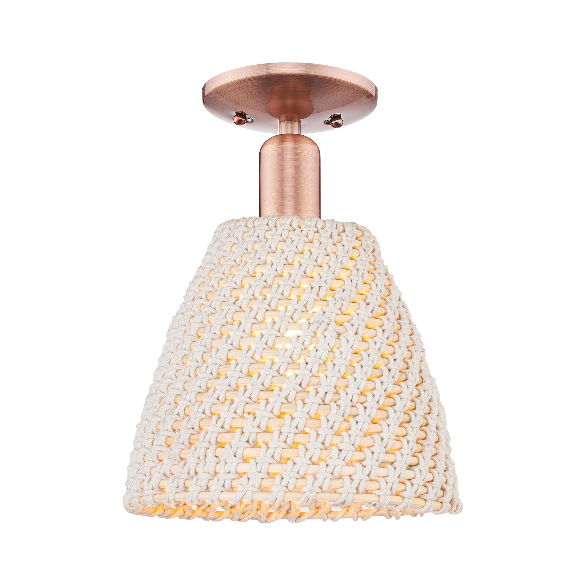 Shown in Antique Copper finish and Natural shade