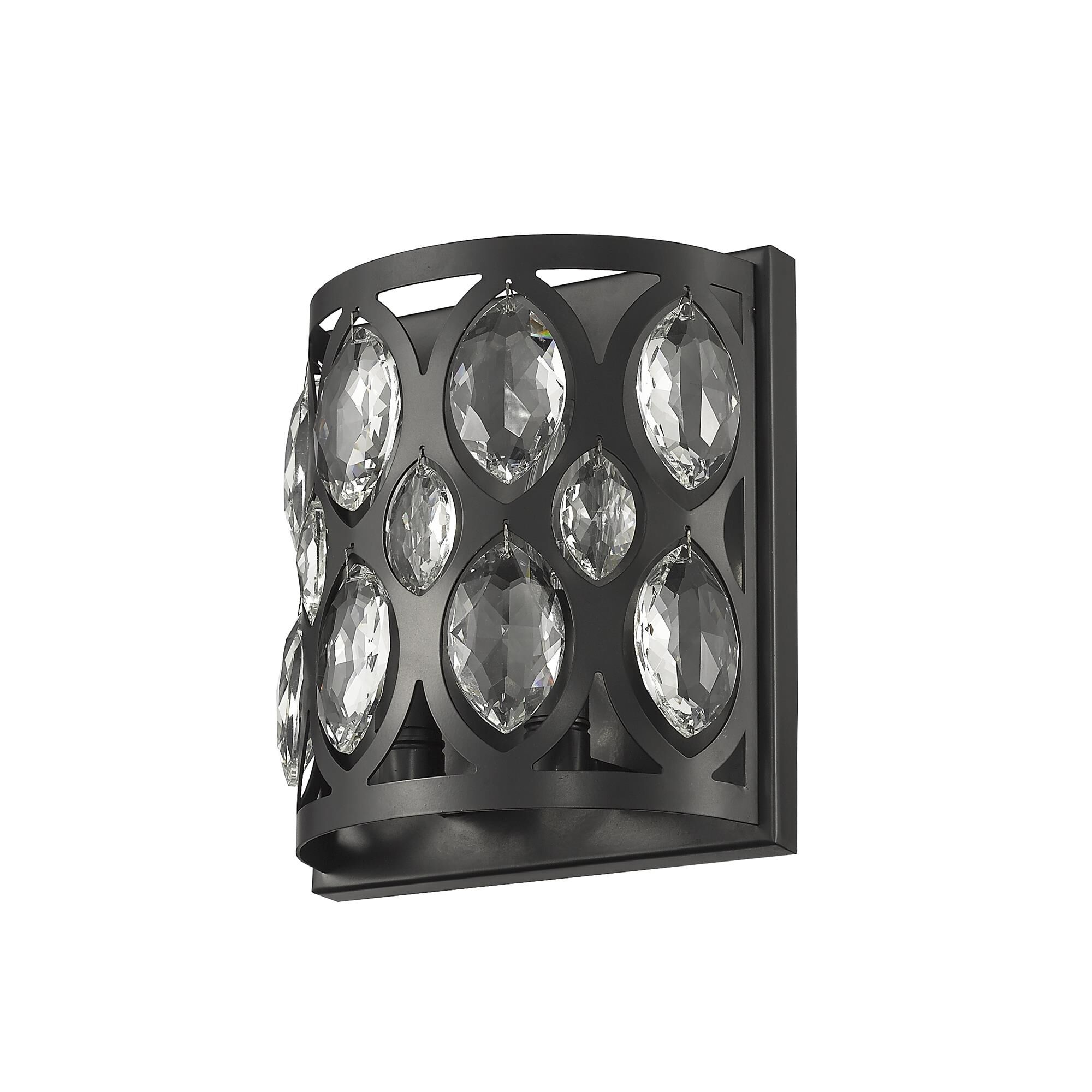 Shown in Matte Black finish and Steel + K9 Crystal glass and Steel + K9 Crystal shade