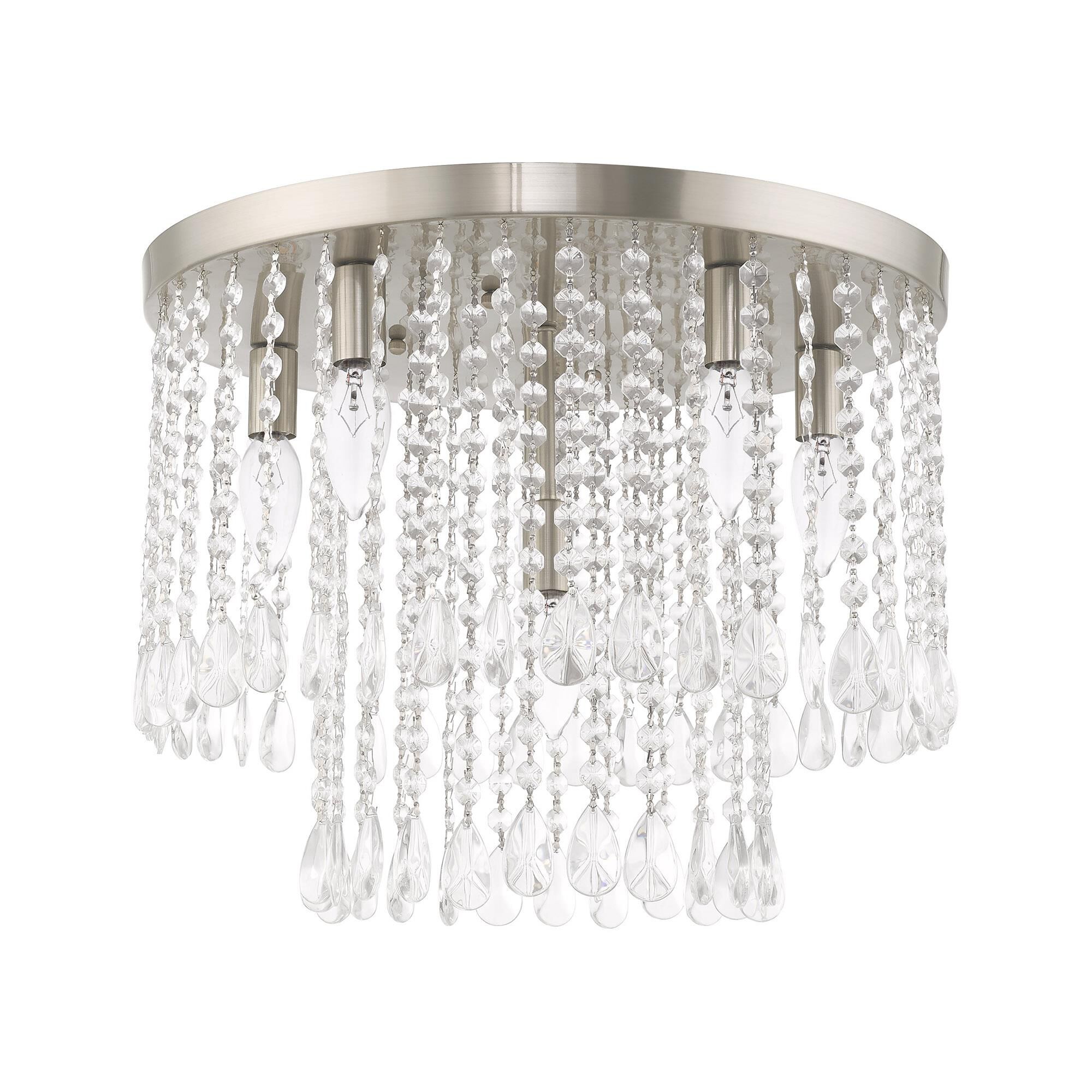 Shown in Brushed Nickel finish and Clear Crystals glass