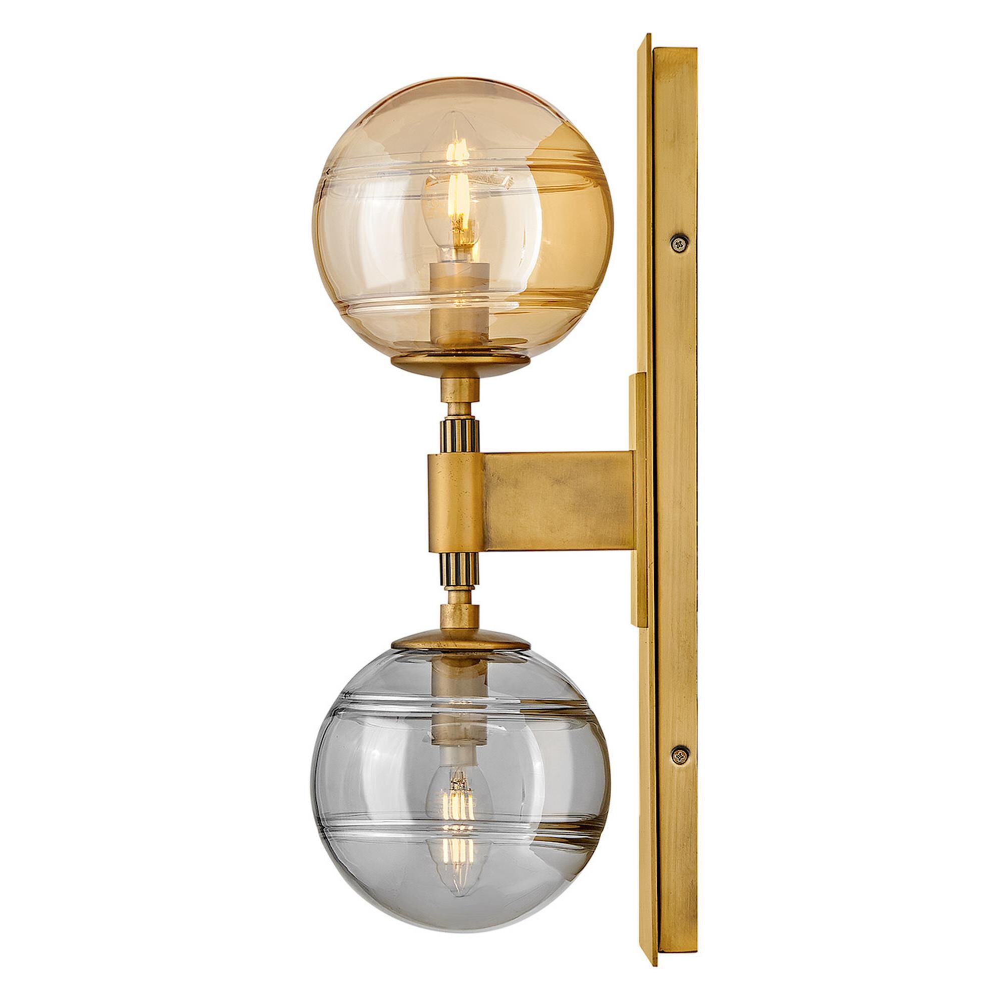 Shown in Heritage Brass finish and Multi-Colored Swirl glass
