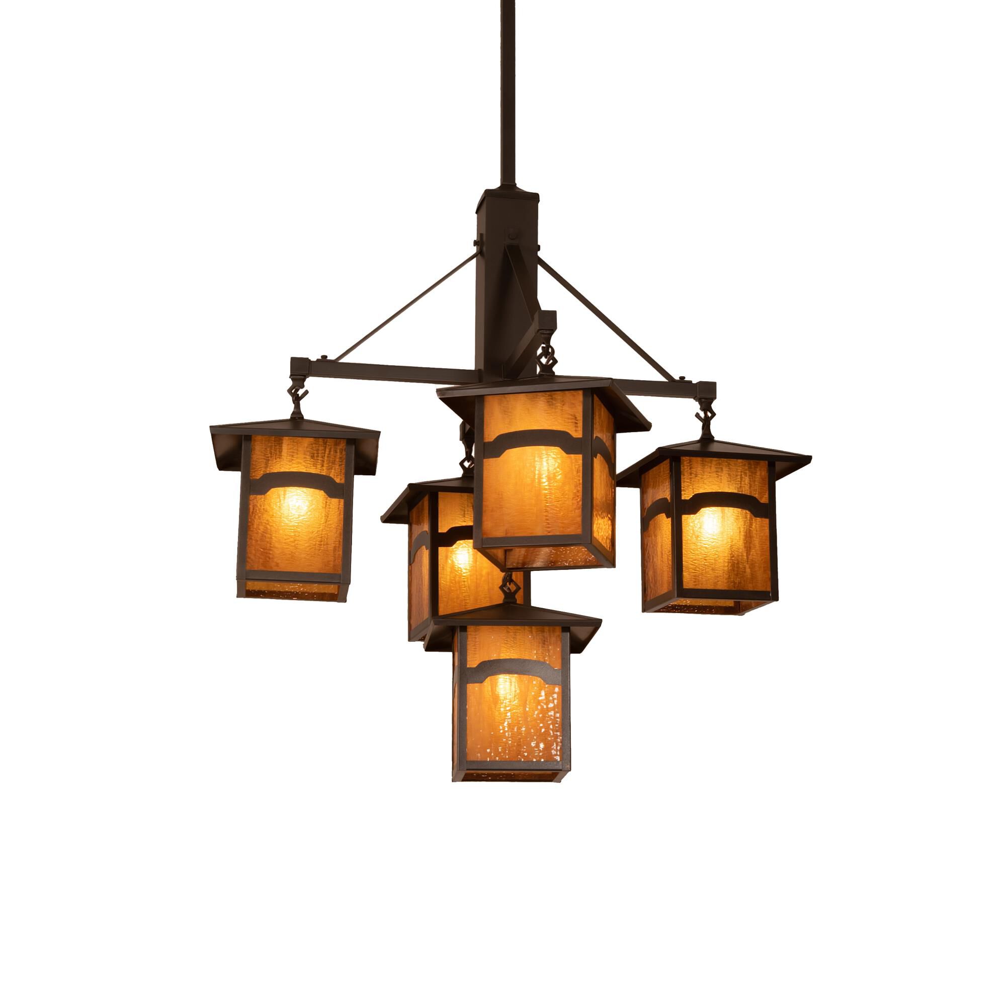 Shown in Craftsman Brown Finish finish and Beige glass