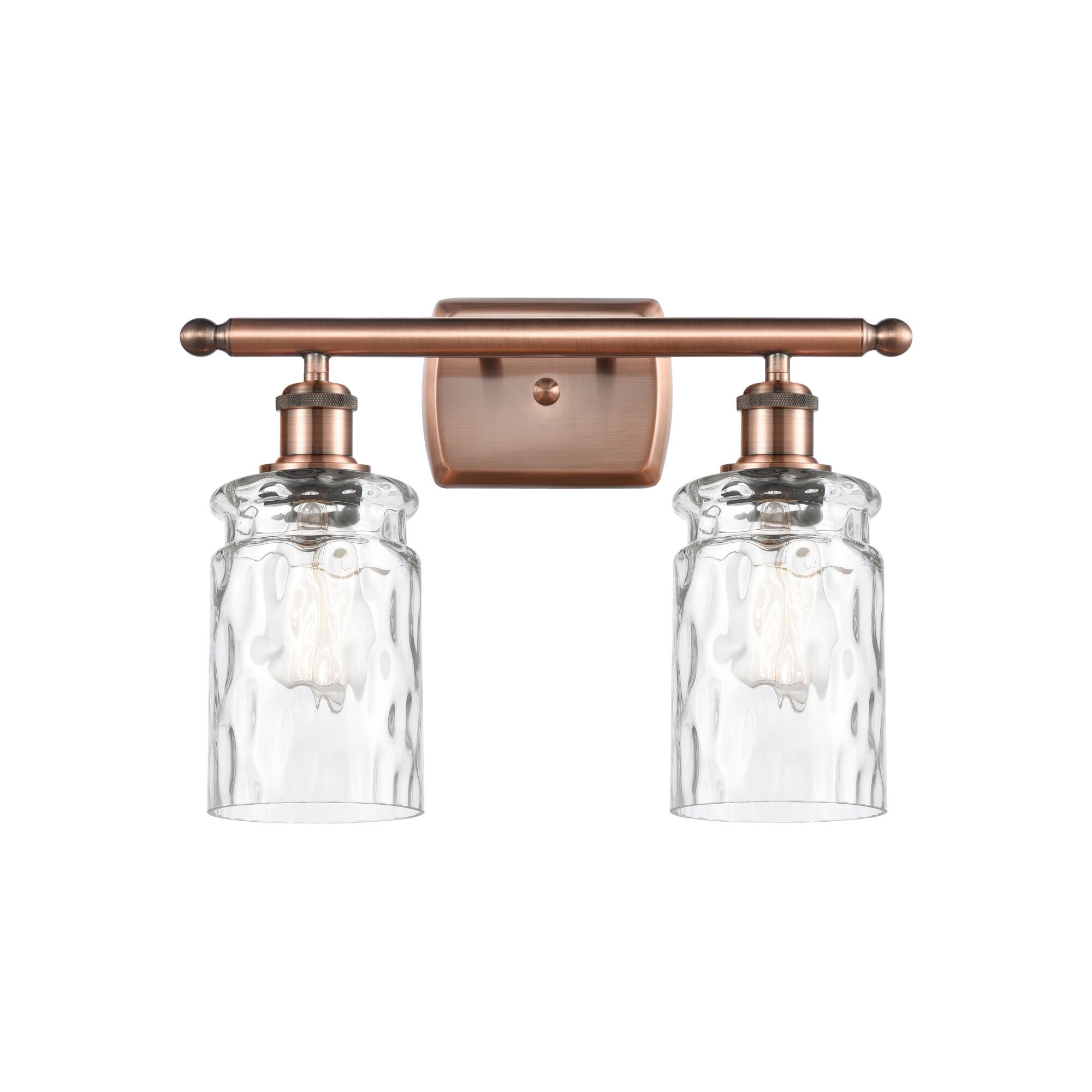 Shown in Antique Copper finish and Clear WaterCandor glass and Polished Chrome accent