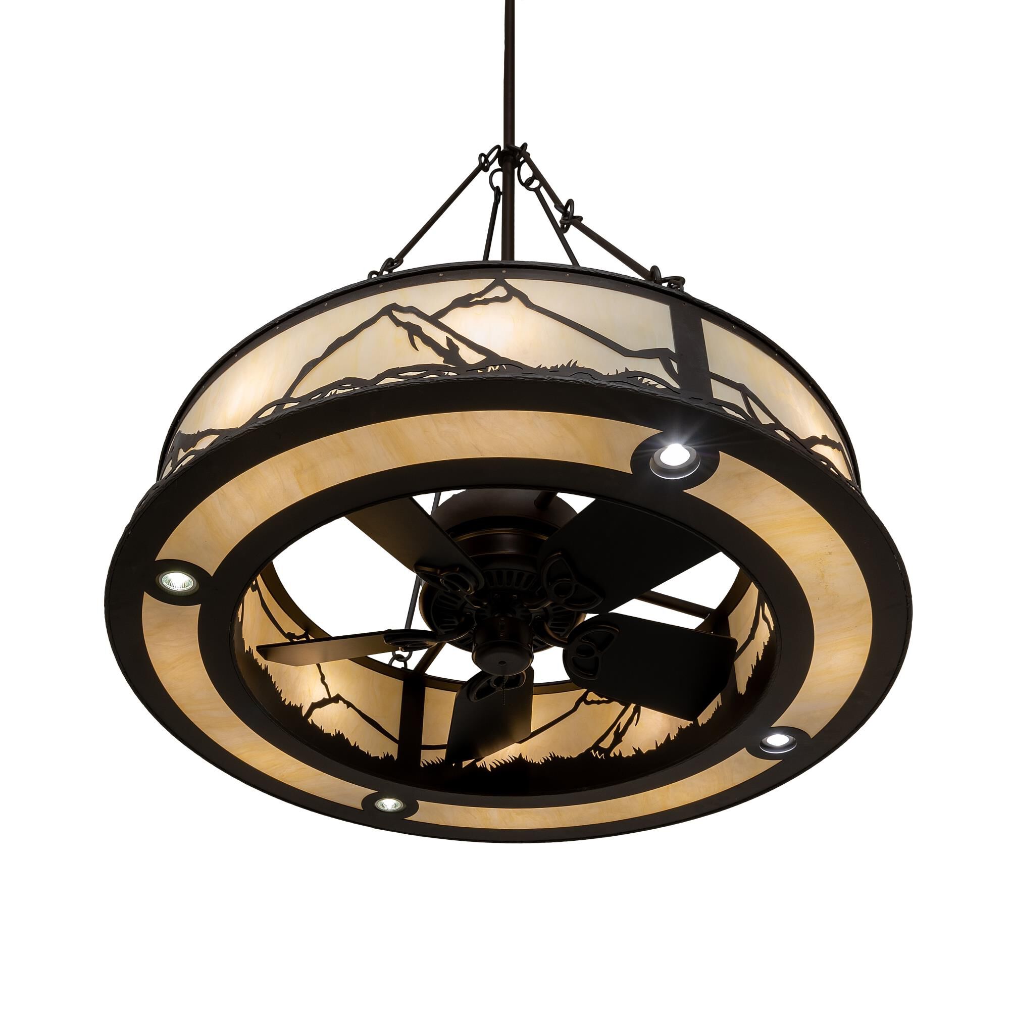 Shown in Oil Rubbed Bronze finish and Beige glass