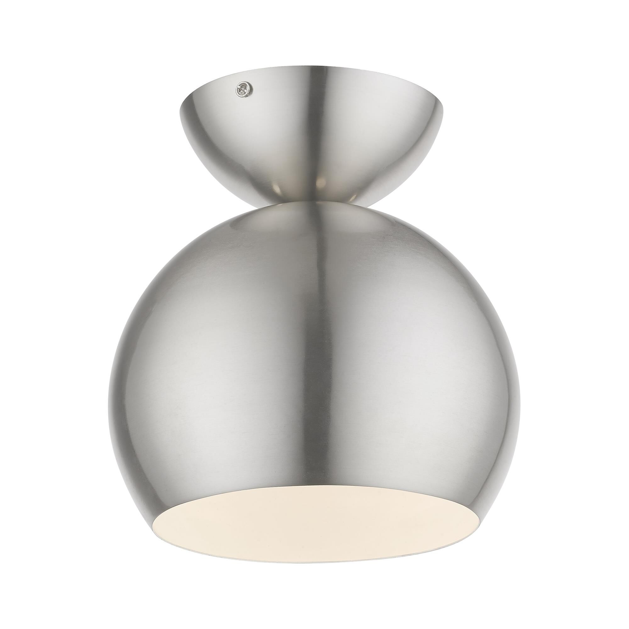 Shown in Brushed Nickel finish and Brushed Nickel Steel With Shiny White Inside shade