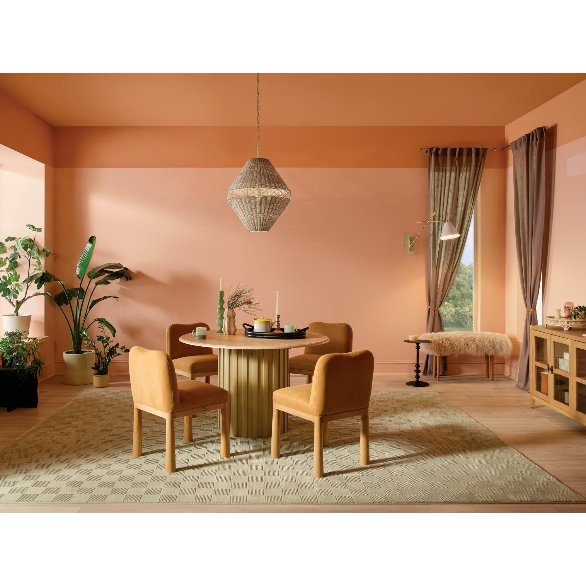 Shown in Champagne Bronze finish and Natural Fibers Textured shade