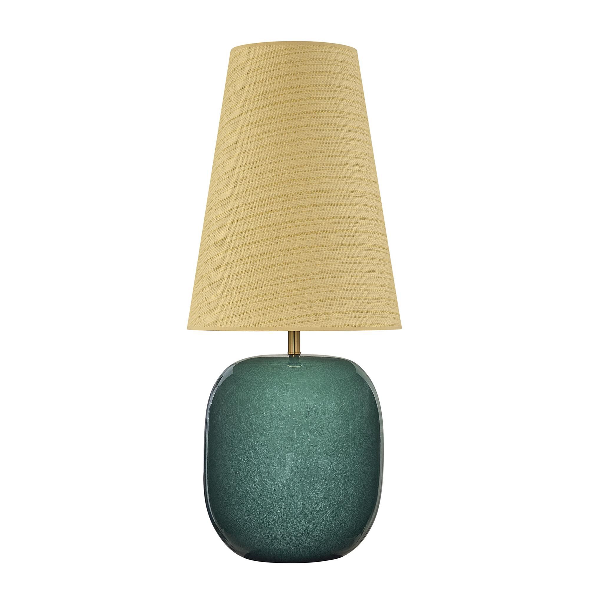 Shown in Warm Brass finish and Beige Parchment shade