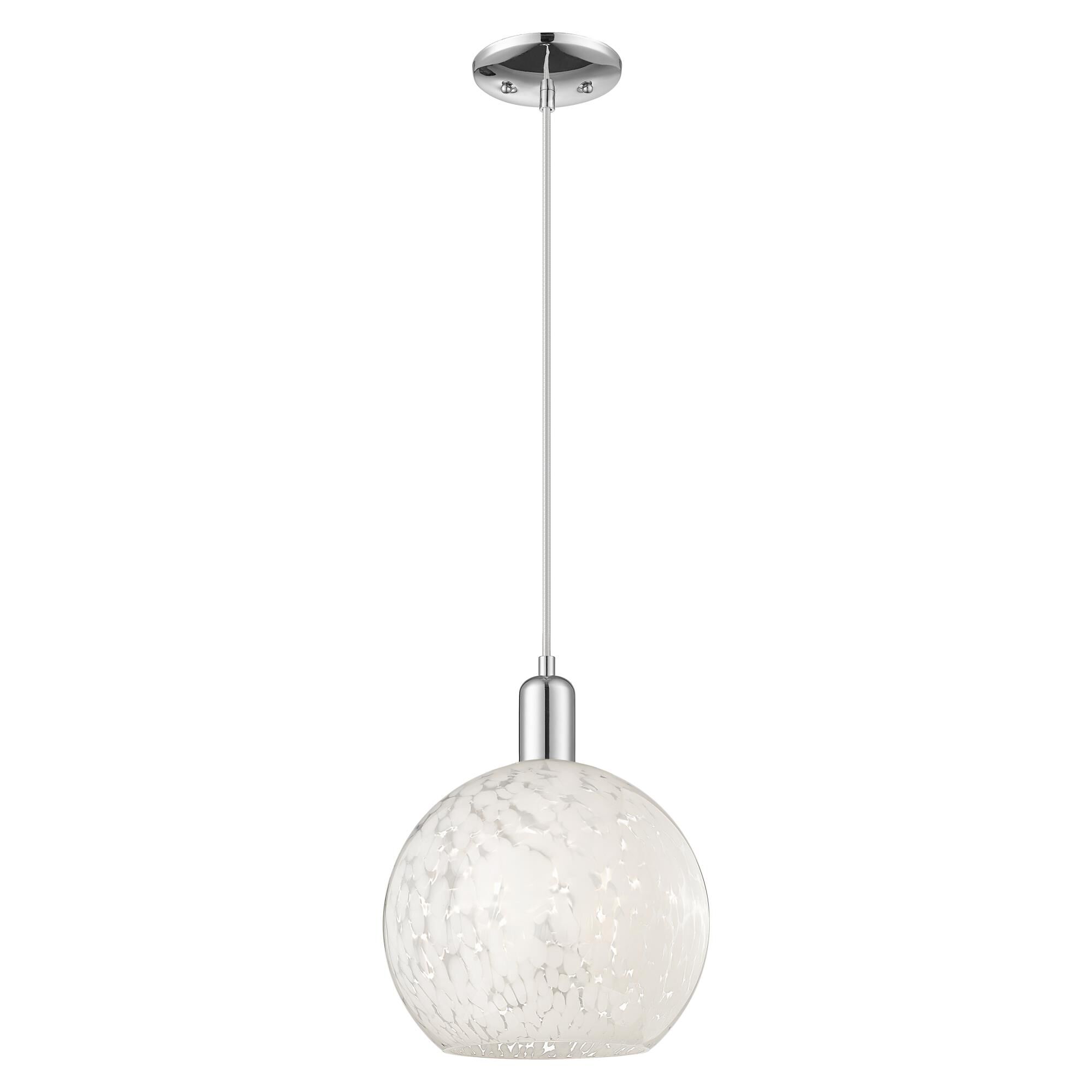 Shown in Polished Chrome finish and White Mouchette glass