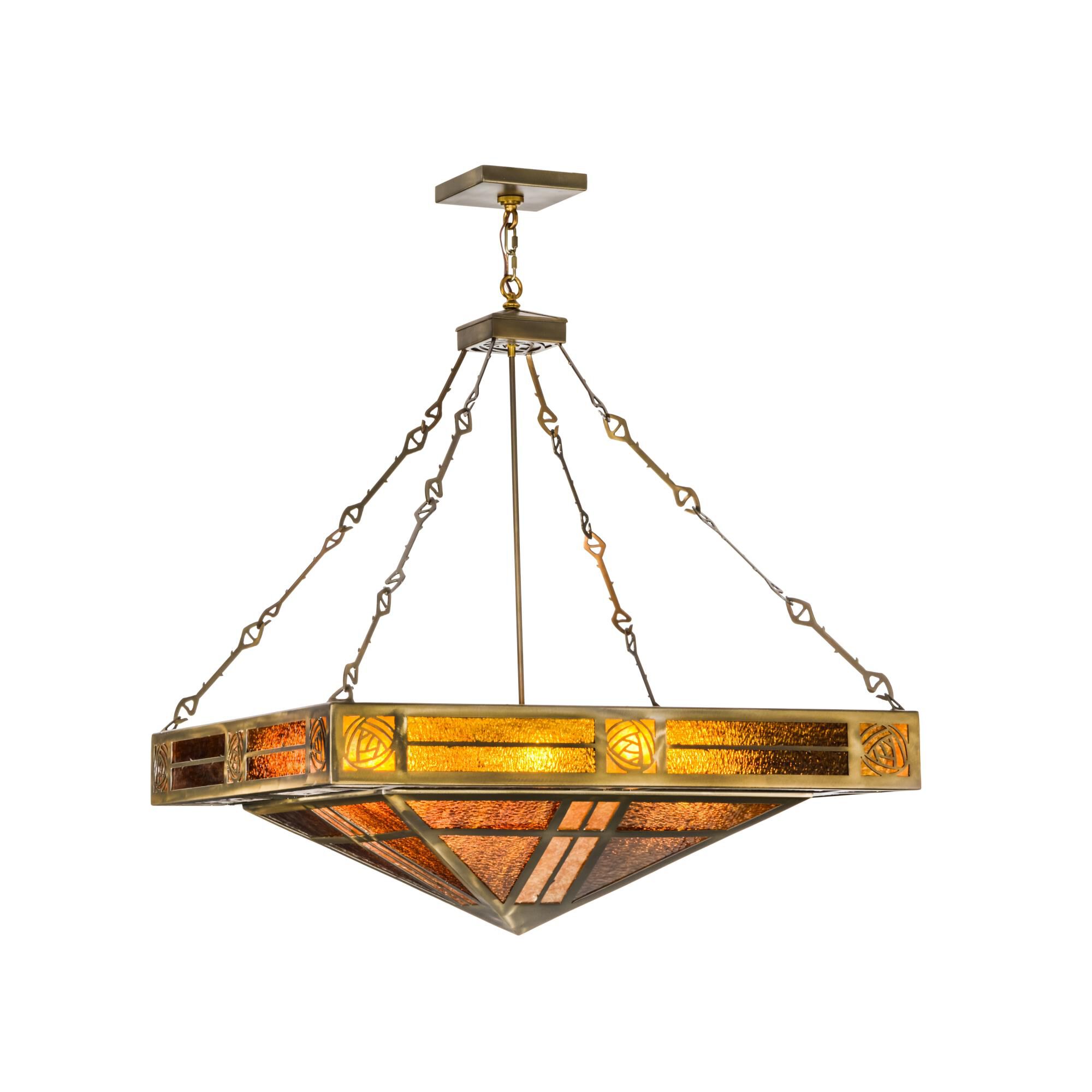 Shown in Antique Copper Finish finish and Amber Mica glass