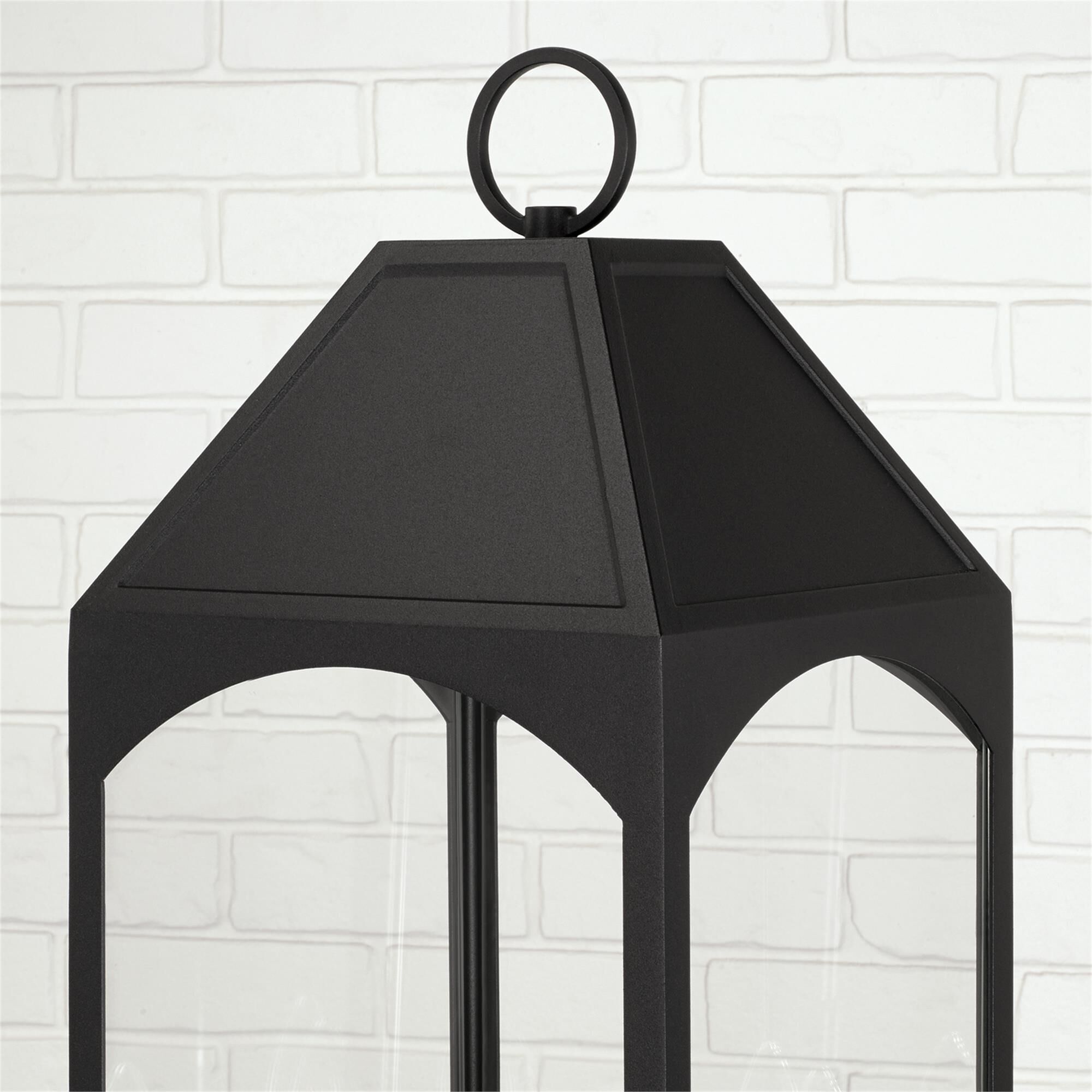 Shown in Black finish and Clear glass