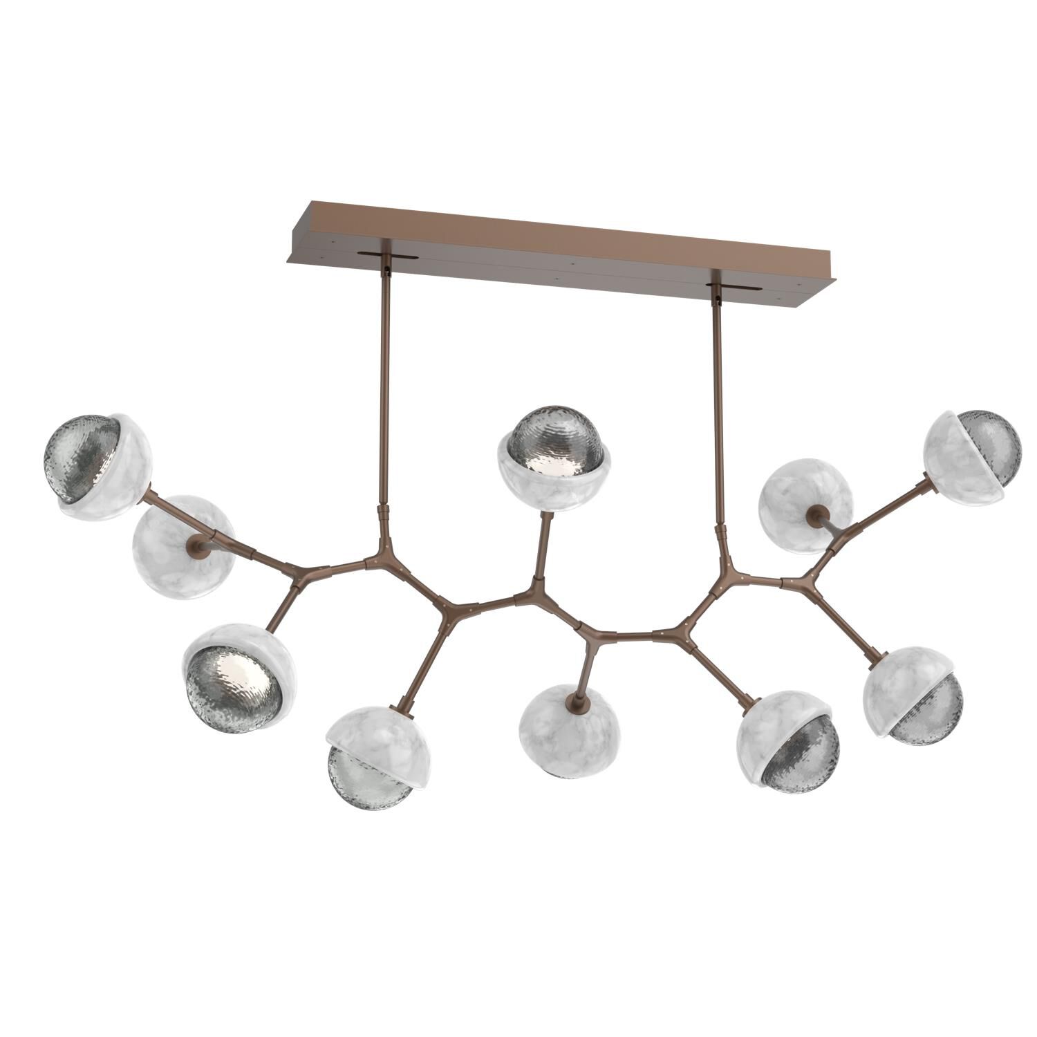 Shown in Burnished Bronze finish and Smoke glass and White Marble accent