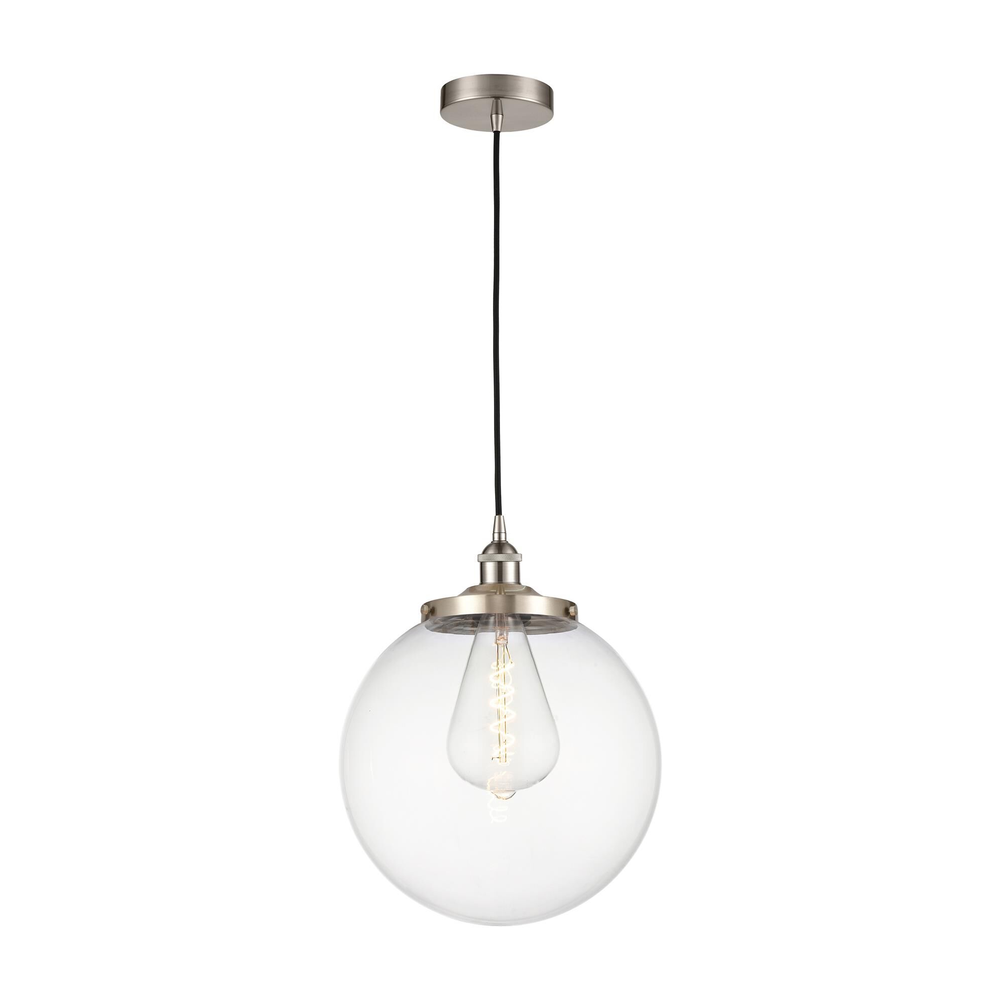 Shown in Satin Nickel finish and Clear glass