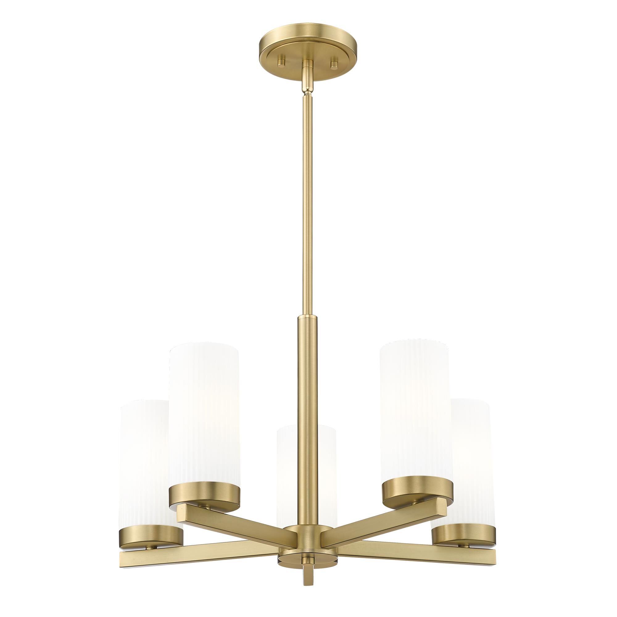 Shown in Modern Gold finish and White glass