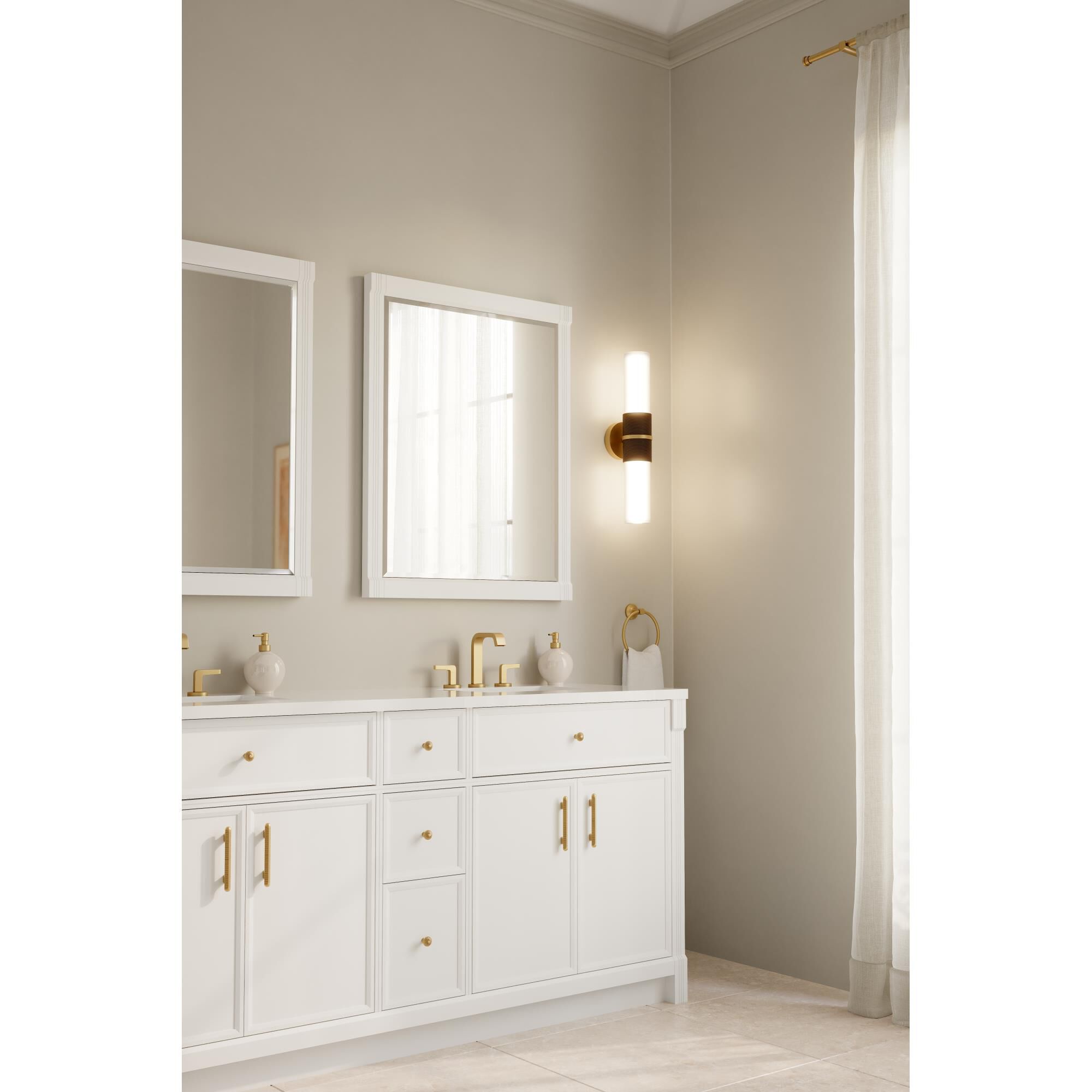 Shown in Legacy Brass finish and Etched Opal glass