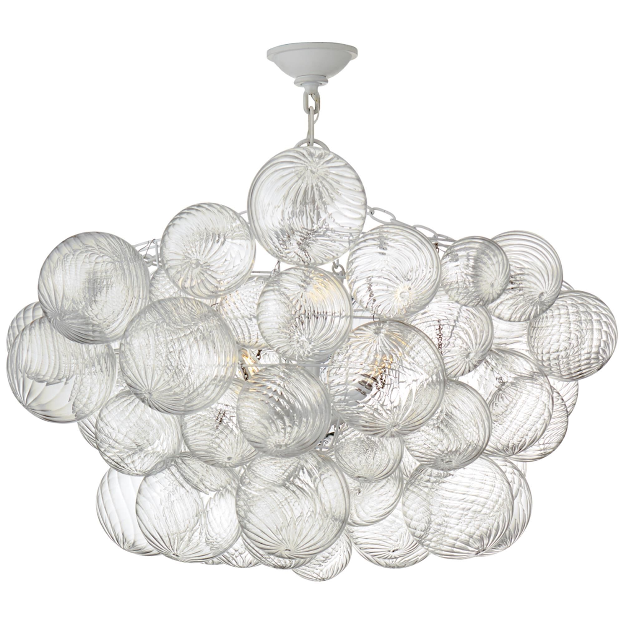 Shown in Plaster White And Clear Swirled Glass finish