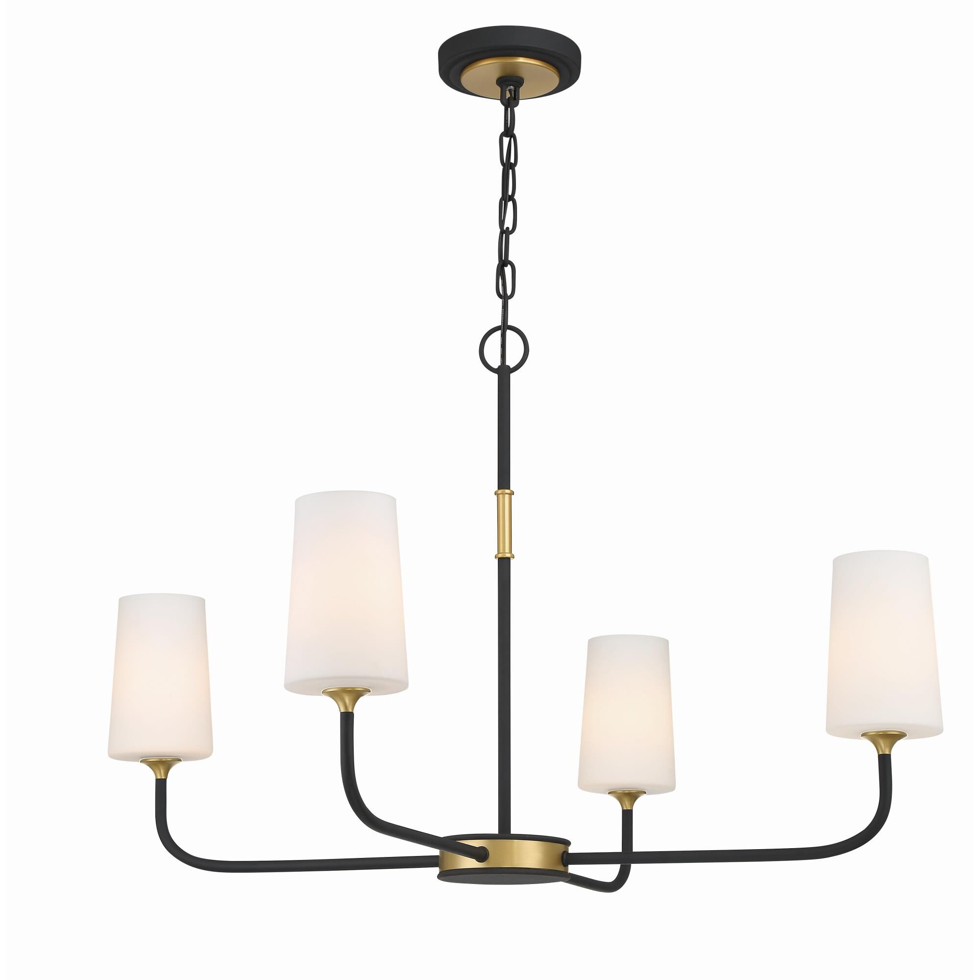 Shown in Black Forged + Modern Gold finish and Glass shade