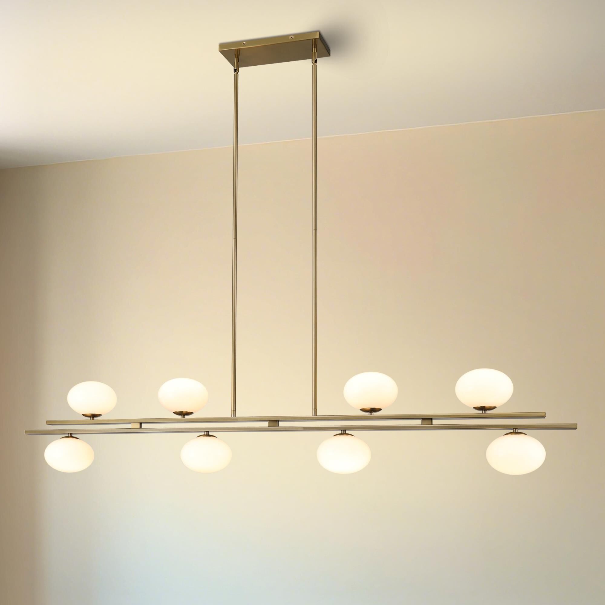 Shown in Brushed Gold finish and Opal glass