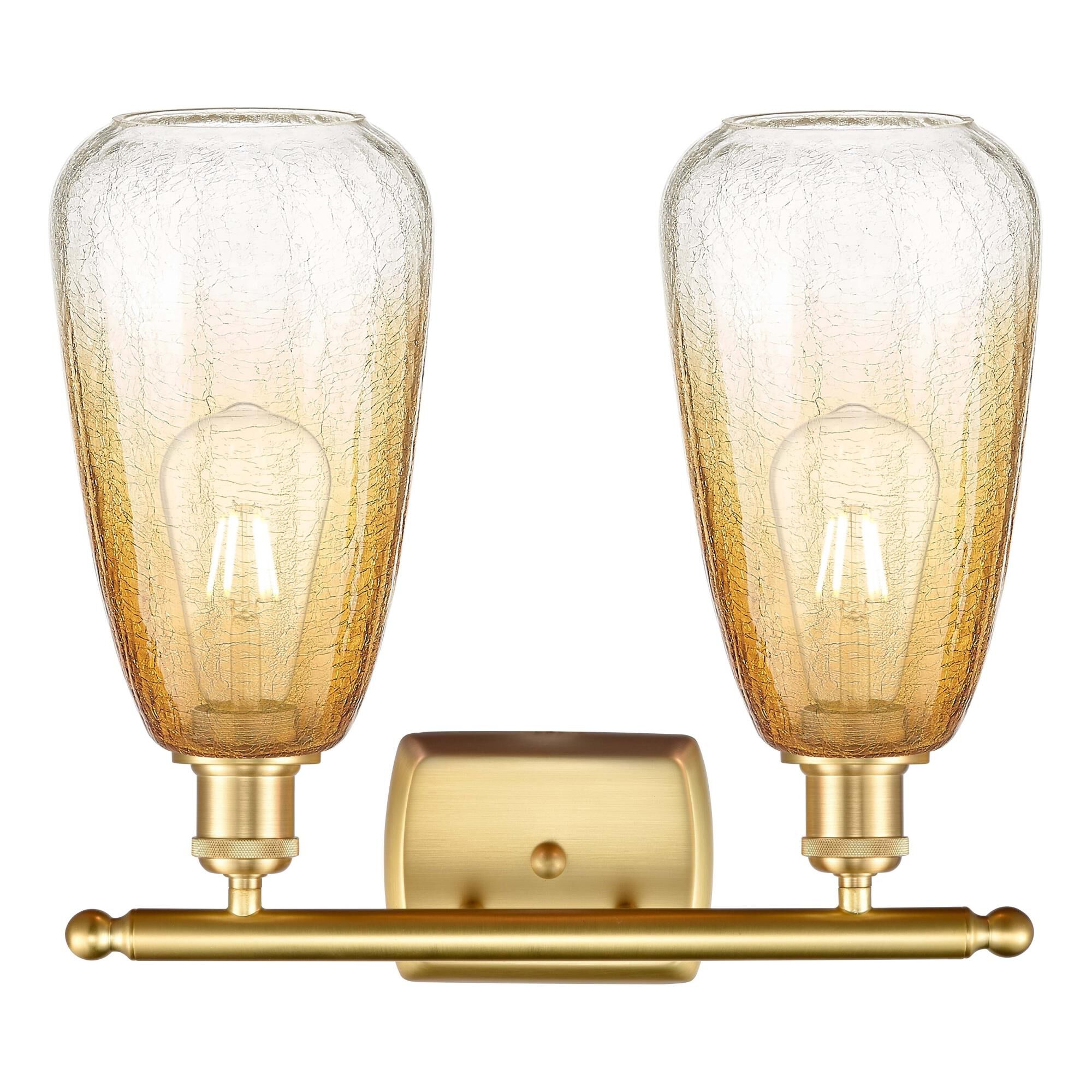 Shown in Satin Gold finish and Amber glass