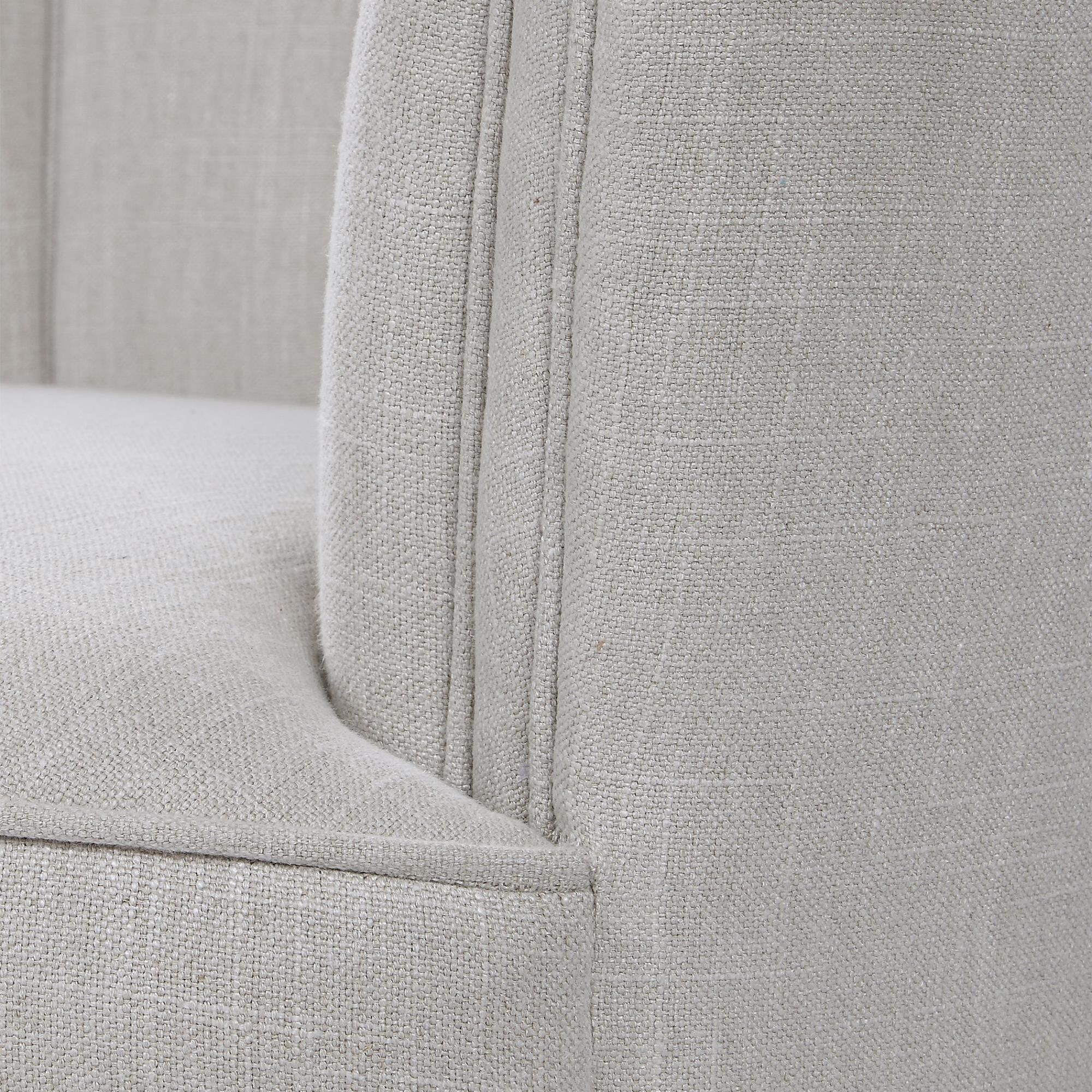 Shown in The Perfect Balance Of Retro And Modern Style, This Welt Trimmed Barrel Back Chair Is Covered In A C finish