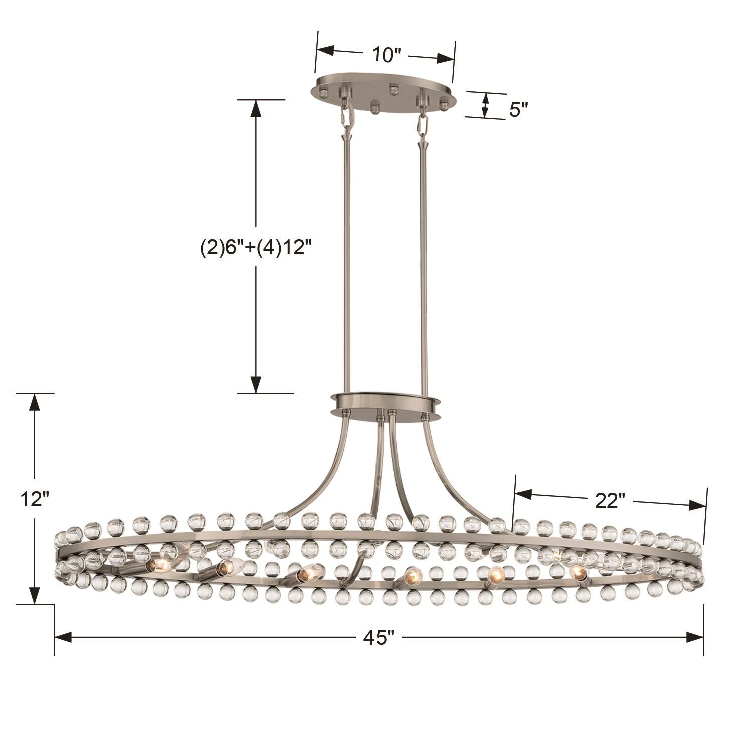 Shown in Brushed Nickel finish and Spheres glass
