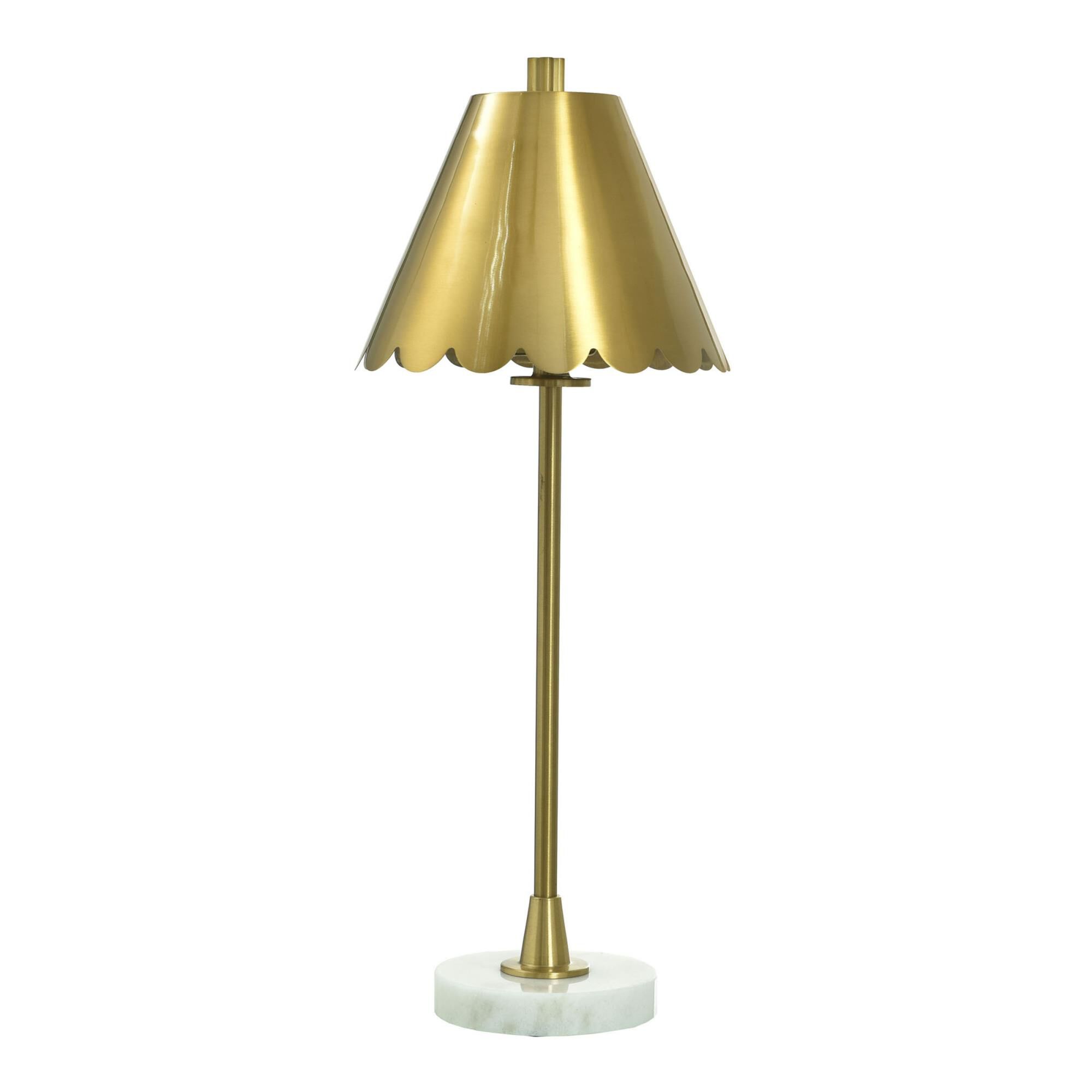 Shown in White Marble and Polished Brass finish and Polished Brass shade
