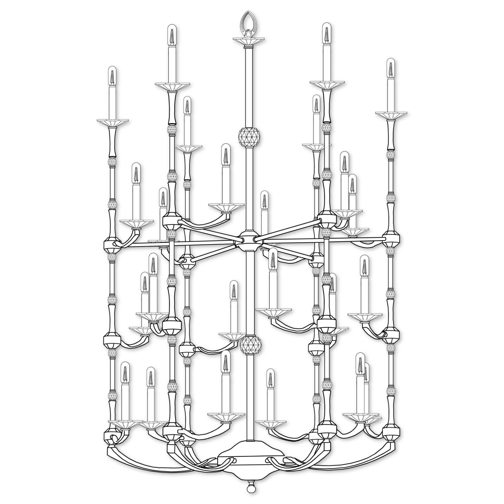 American Brass & Crystal Kensington Helix 24 Light Chandelier by American Brass and Crystal
