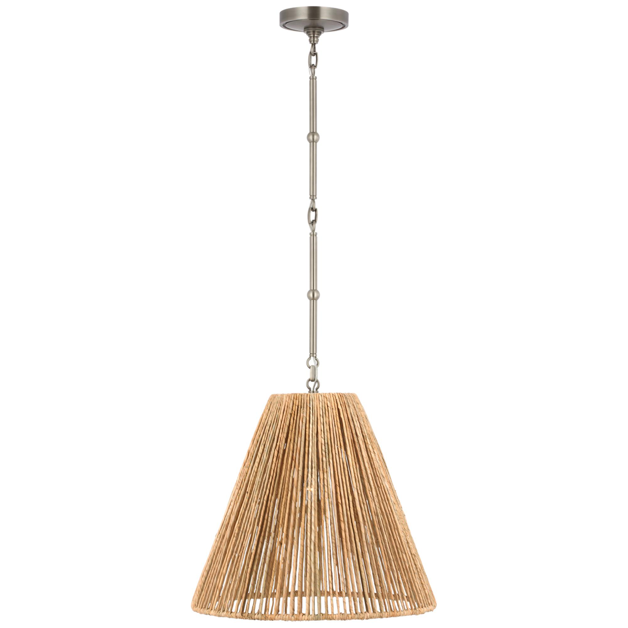 Shown in Antique Nickel finish and Natural Abaca shade