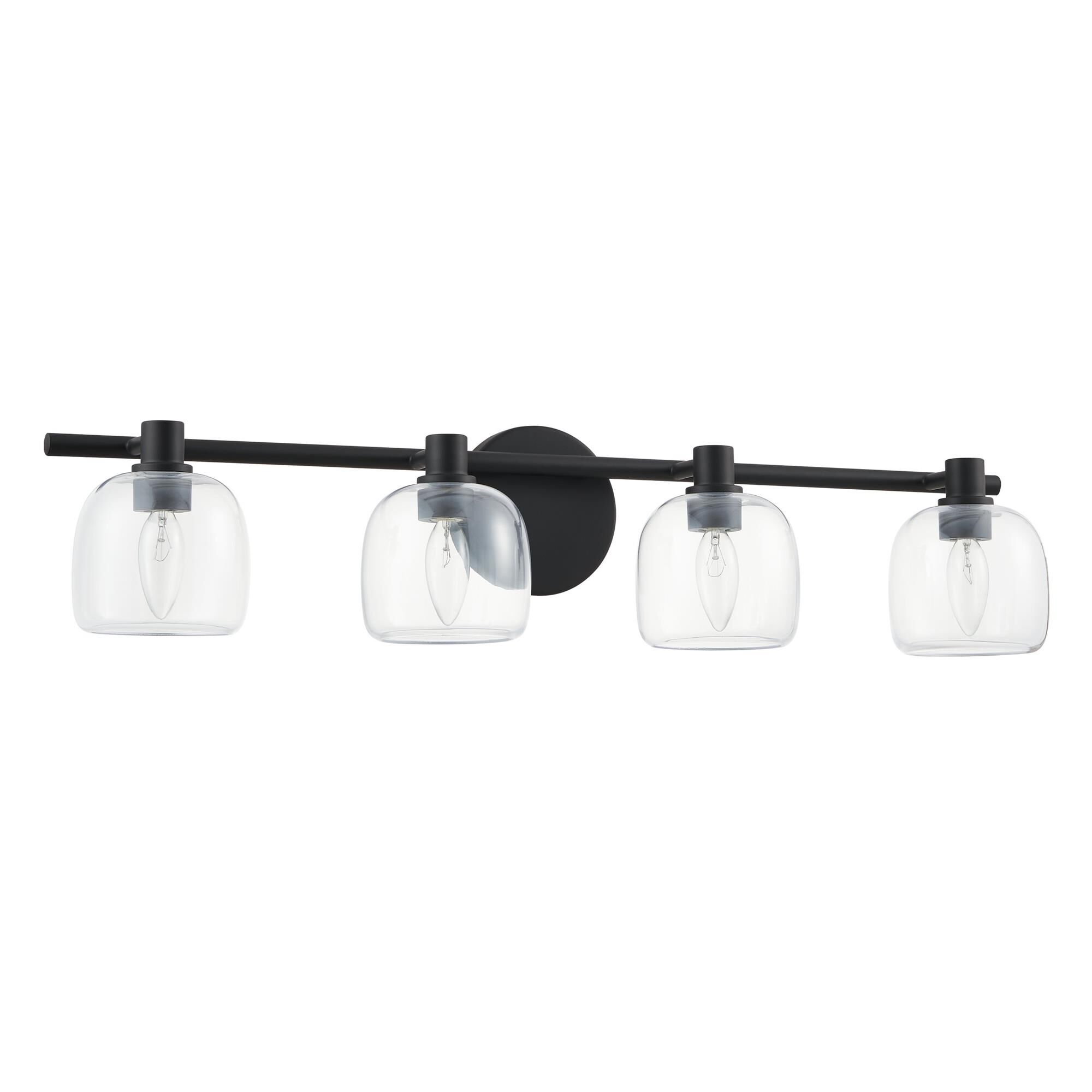 Shown in Matte Black finish and Clear glass