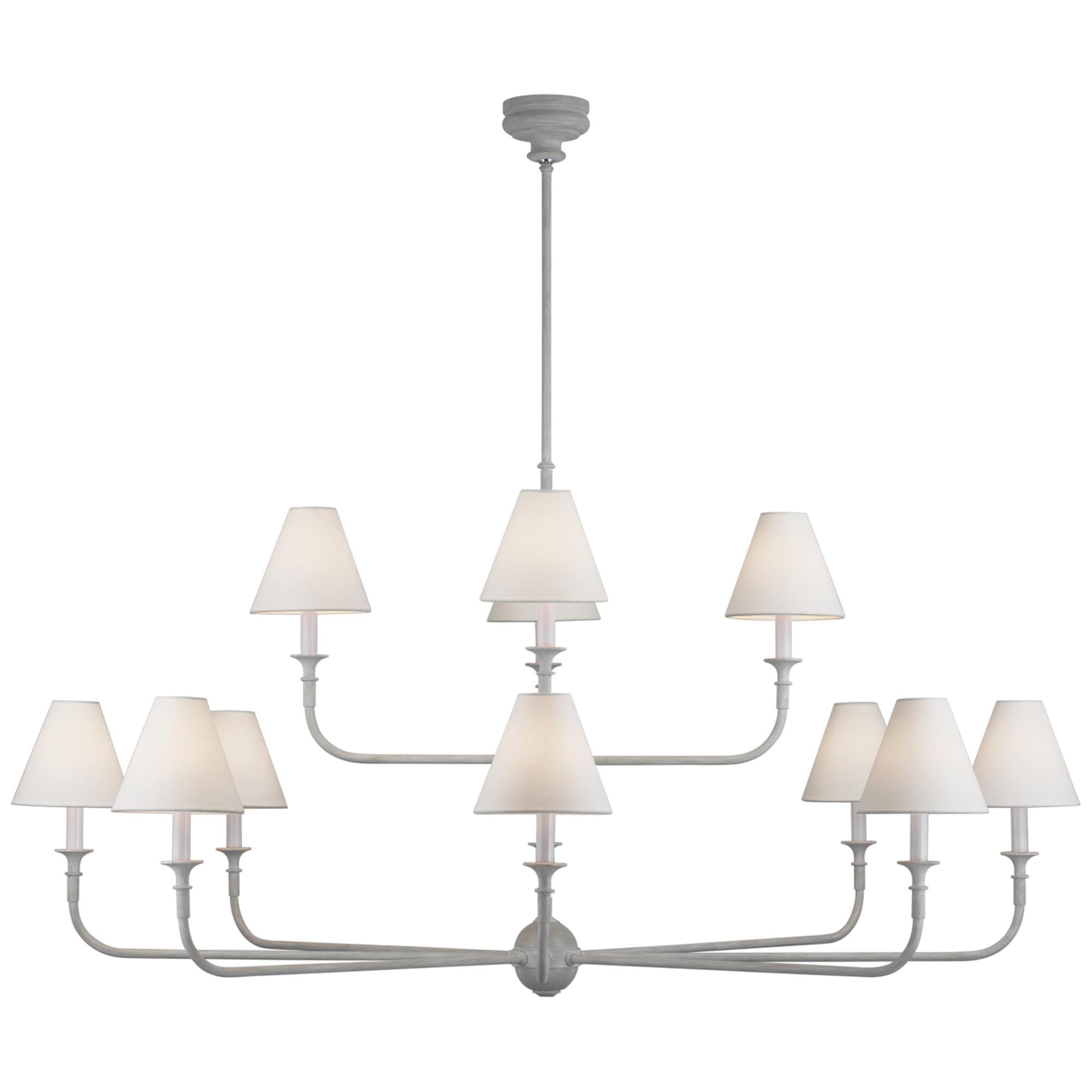 Shown in Swedish Gray finish and Linen shade