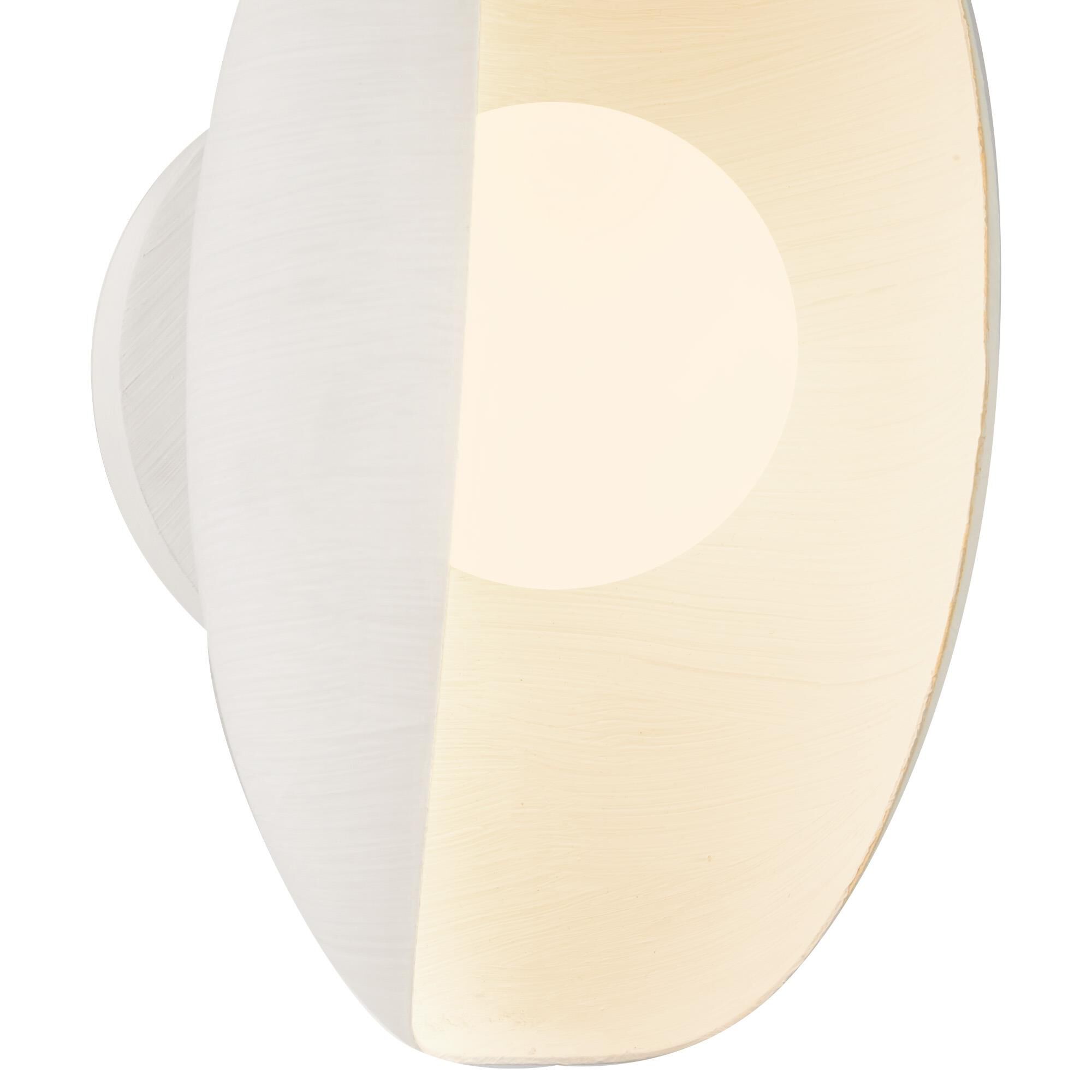 Shown in Antique White finish and Matte Opal glass