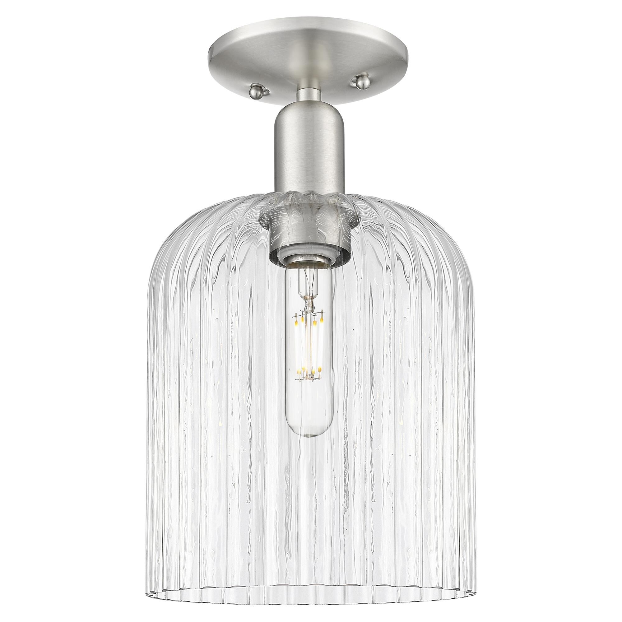 Shown in Brushed Satin Nickel finish and Clear glass